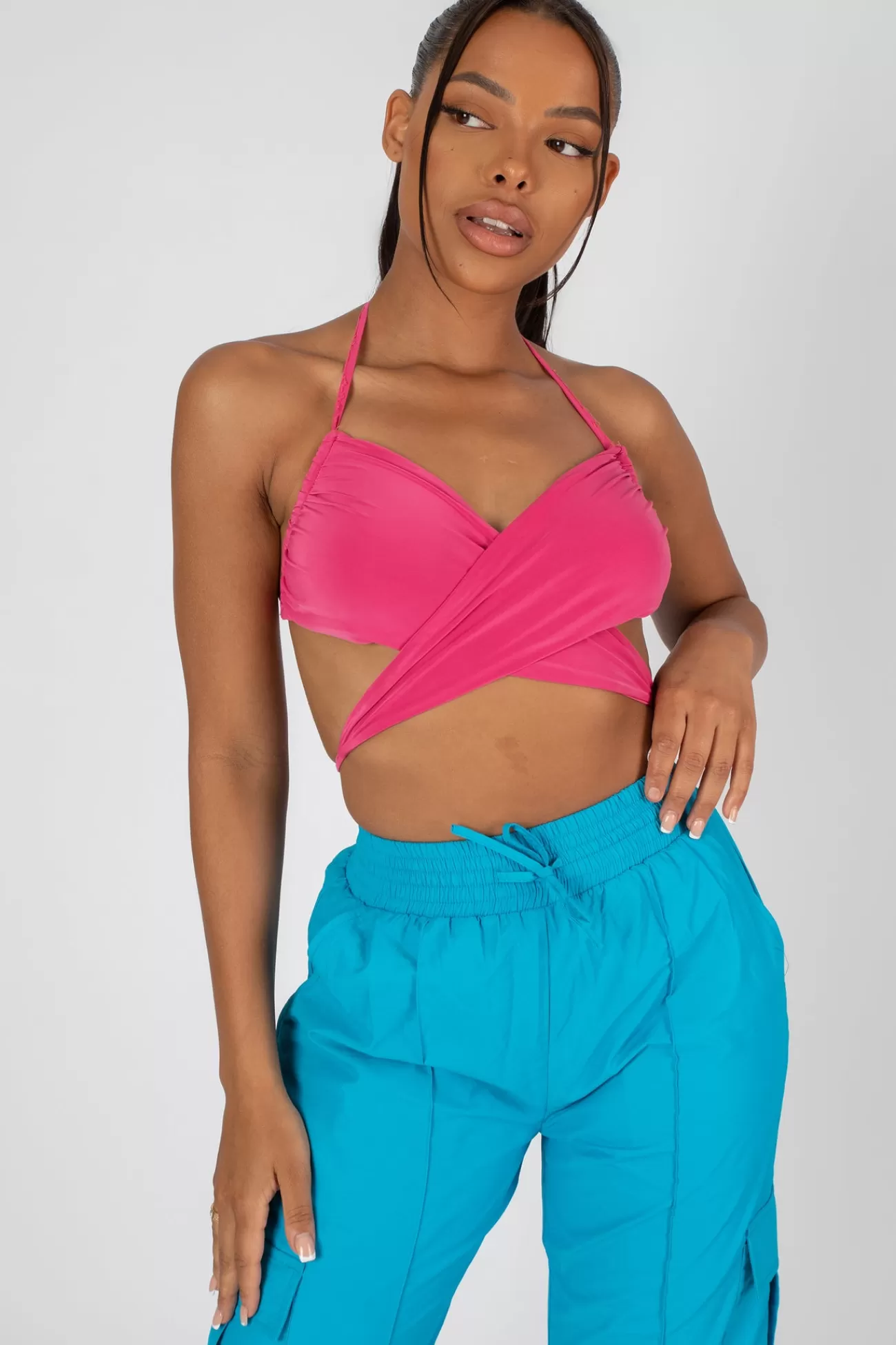 Public Desire 90's Butterfly Slinky Wrap Top Pink Clearance