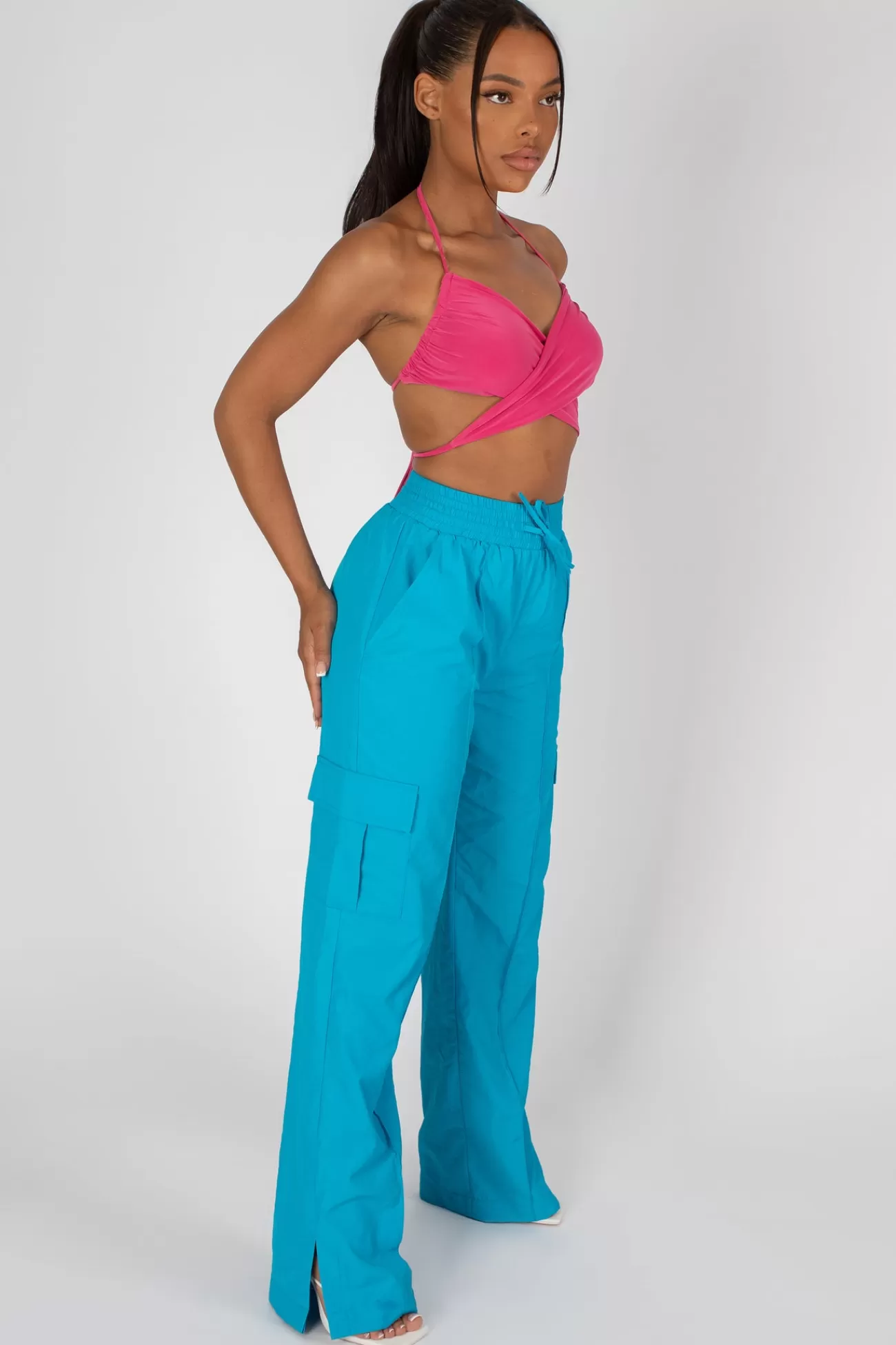 Public Desire 90's Butterfly Slinky Wrap Top Pink Clearance