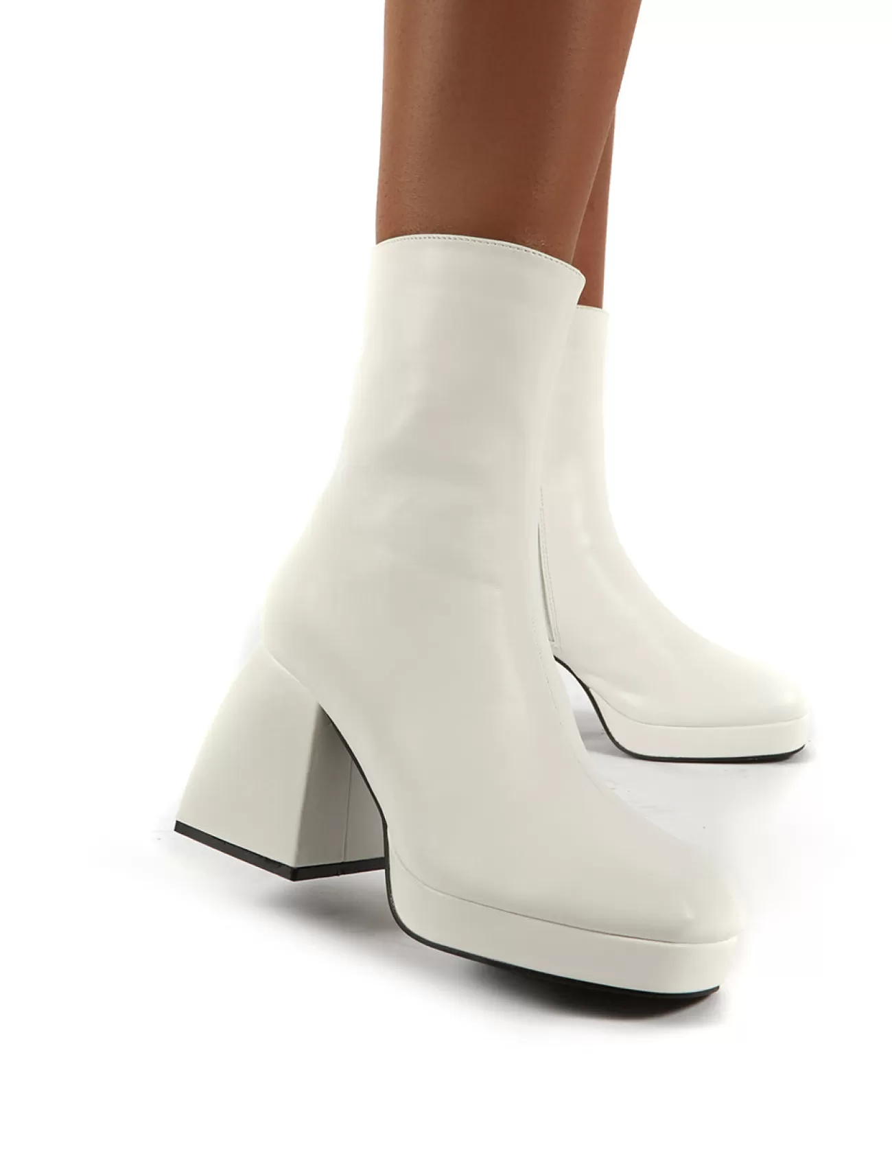 Public Desire Addilyn Chunky Heel Ankle Boots White Online