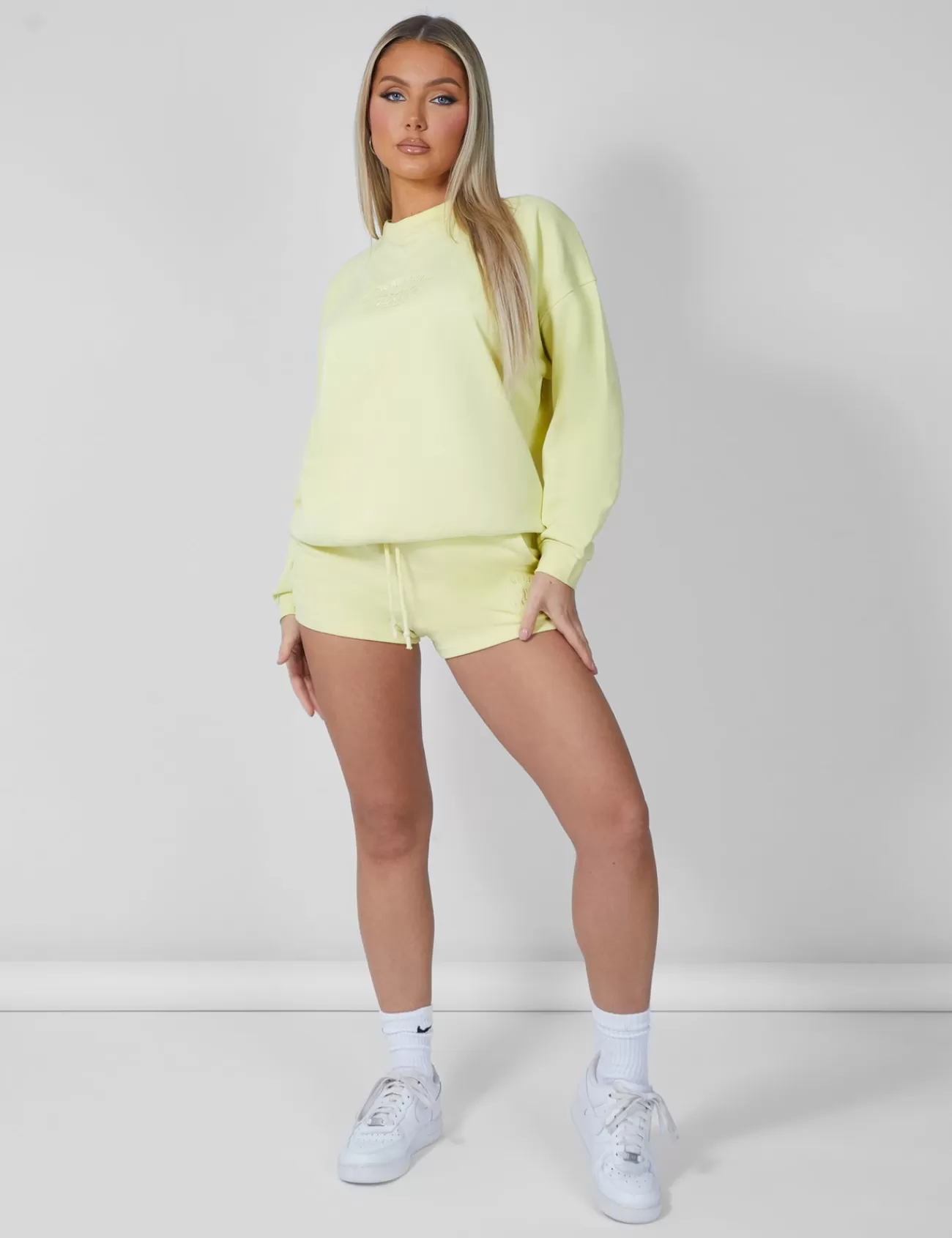 Public Desire Amalfi Coast Embroidered Oversized Sweatshirt Lemon Cheap