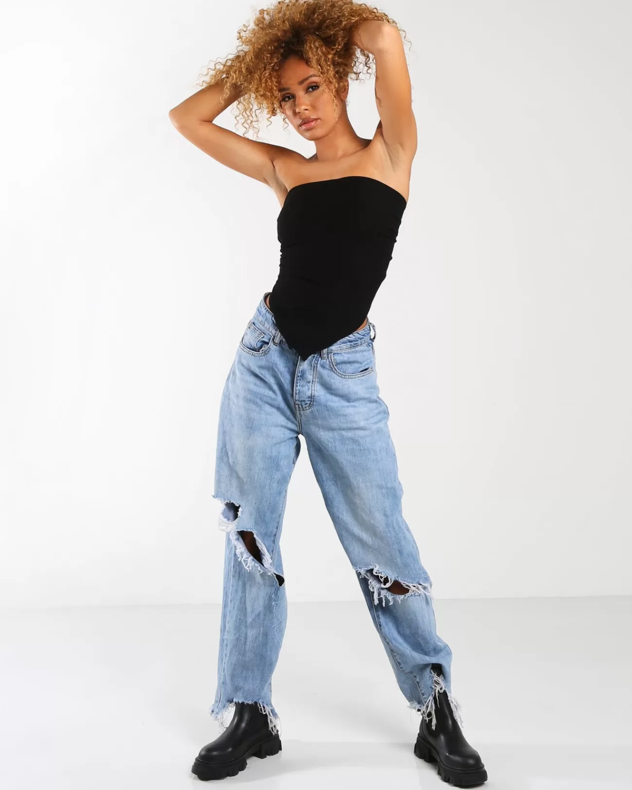 Public Desire Amber X Scarf Top In Black Best Sale