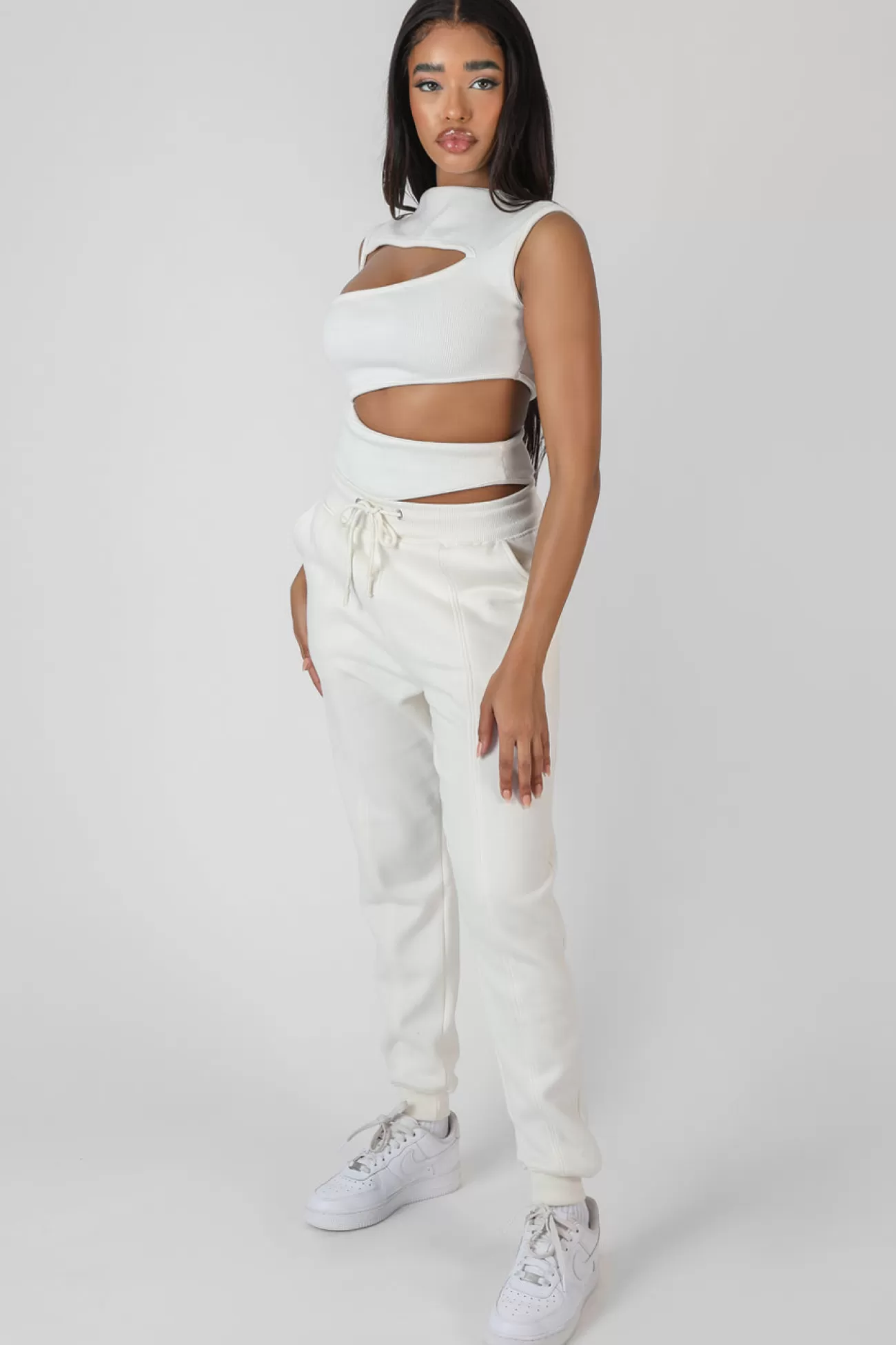 Public Desire Asymmetric Cut Away Bodysuit White Hot