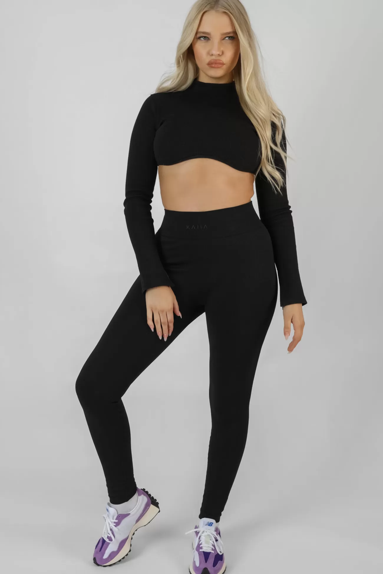 Public Desire Athleisure High Neck Underbust Top Black Clearance