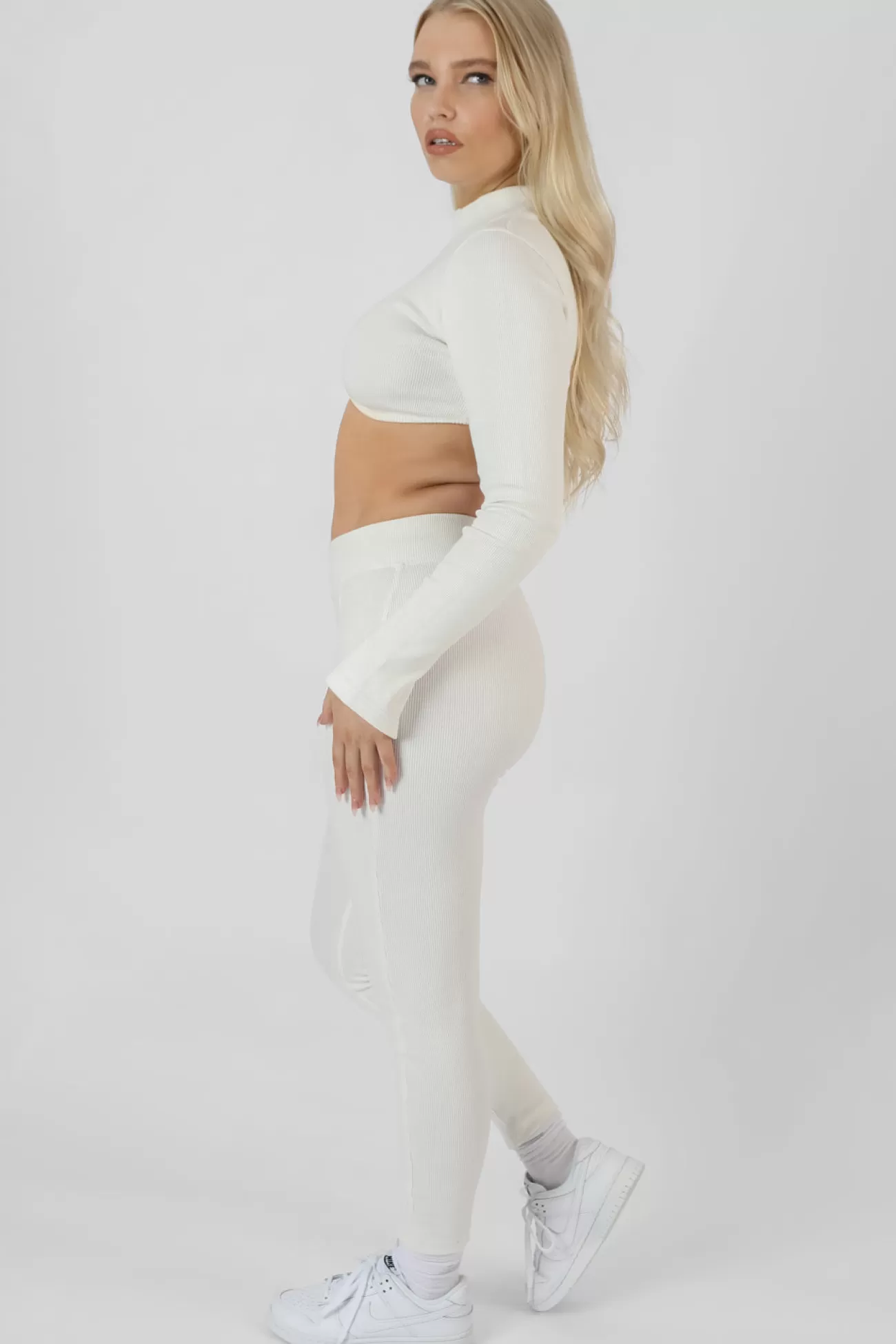 Public Desire Athleisure High Neck Underbust Top White New