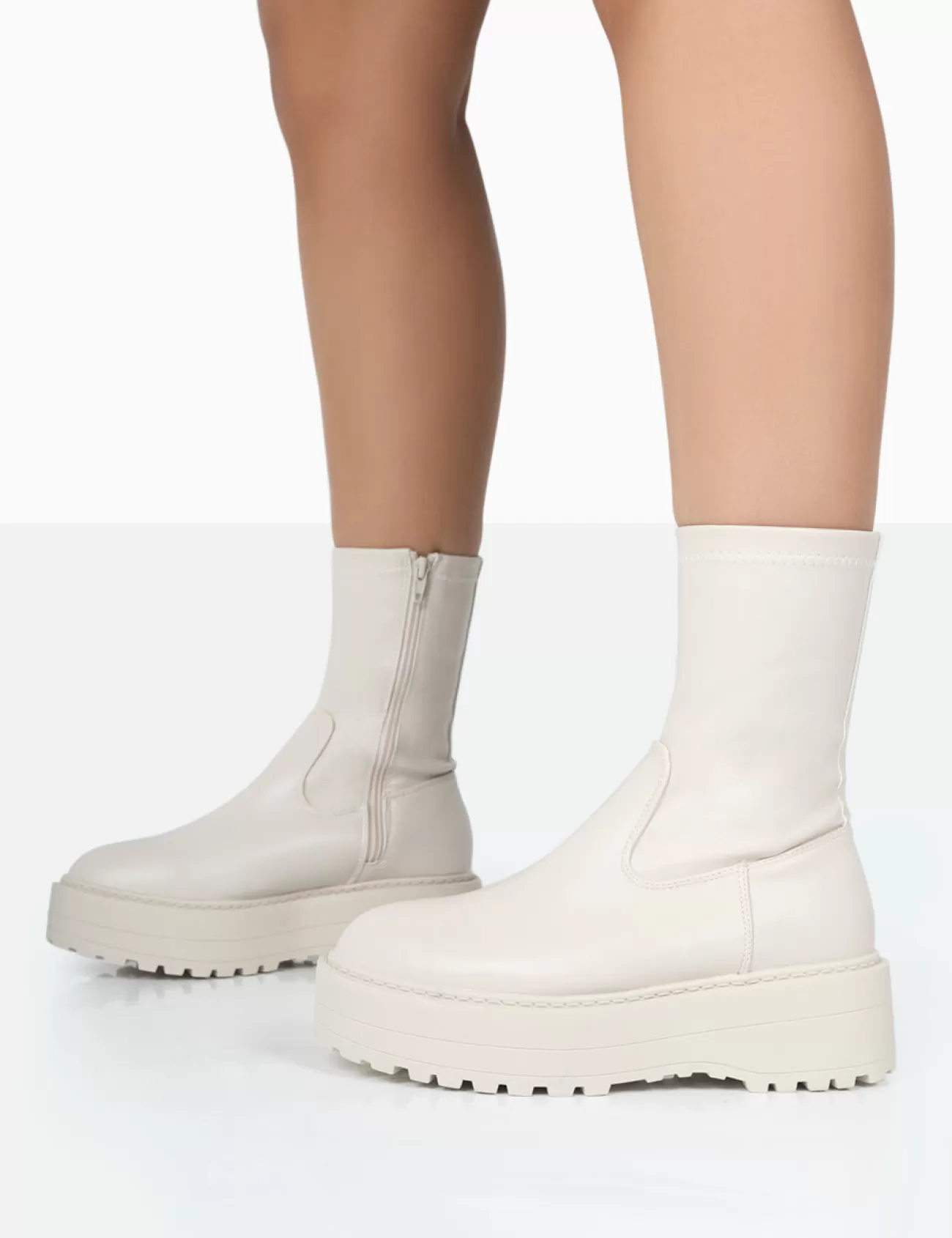 Public Desire Auden Wide Fit Chunky Sole Ankle Boots White Store