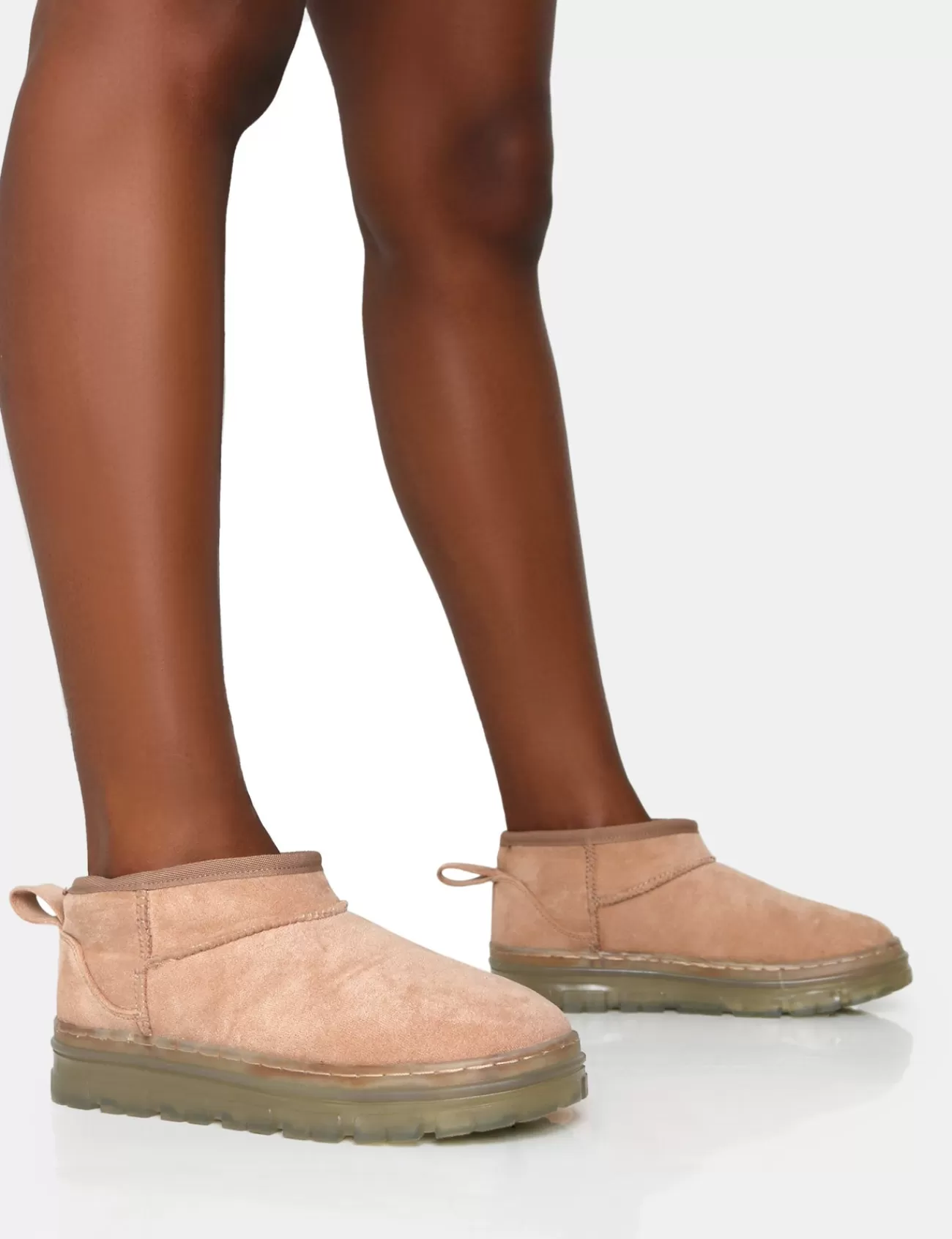 Public Desire Bambi Faux Suede Ultra Mini Ankle Boots Beige Best Sale