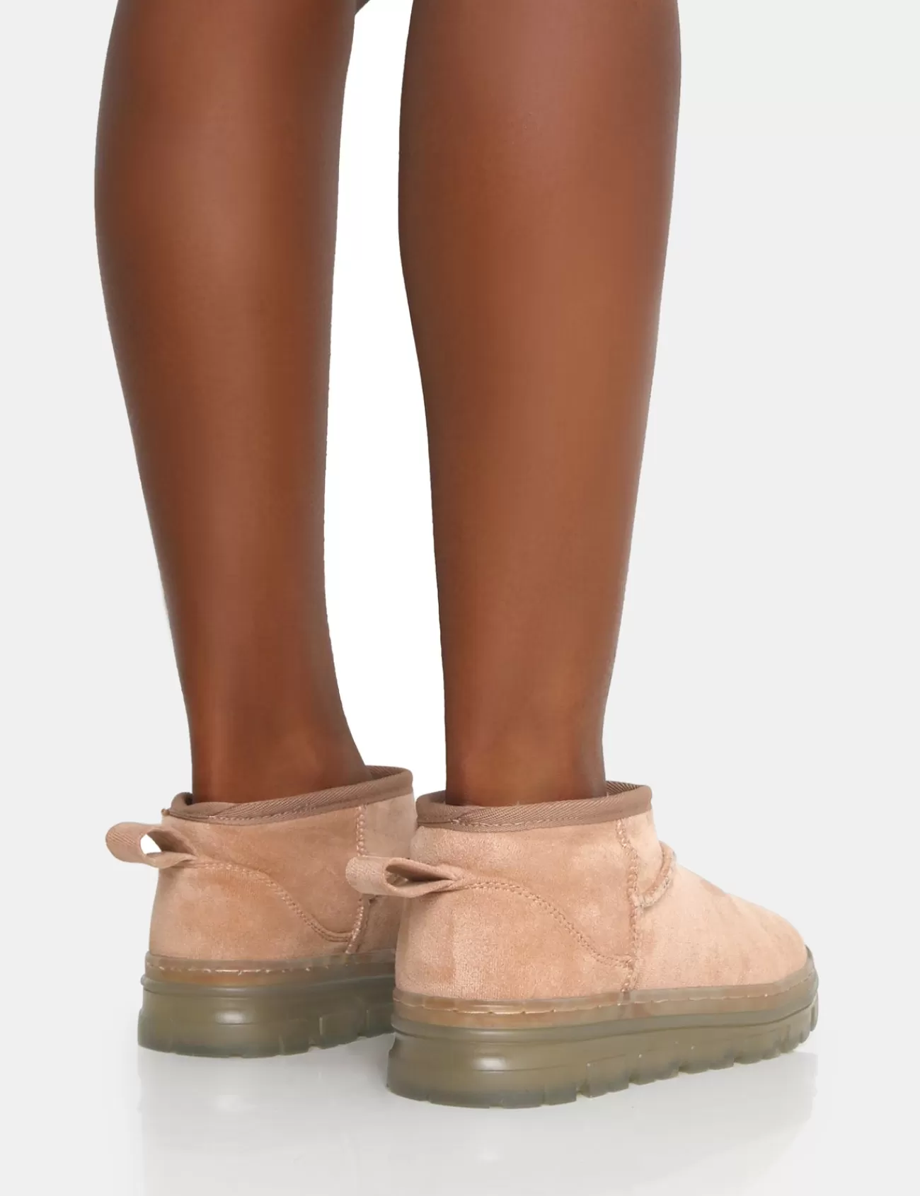 Public Desire Bambi Faux Suede Ultra Mini Ankle Boots Beige Best Sale