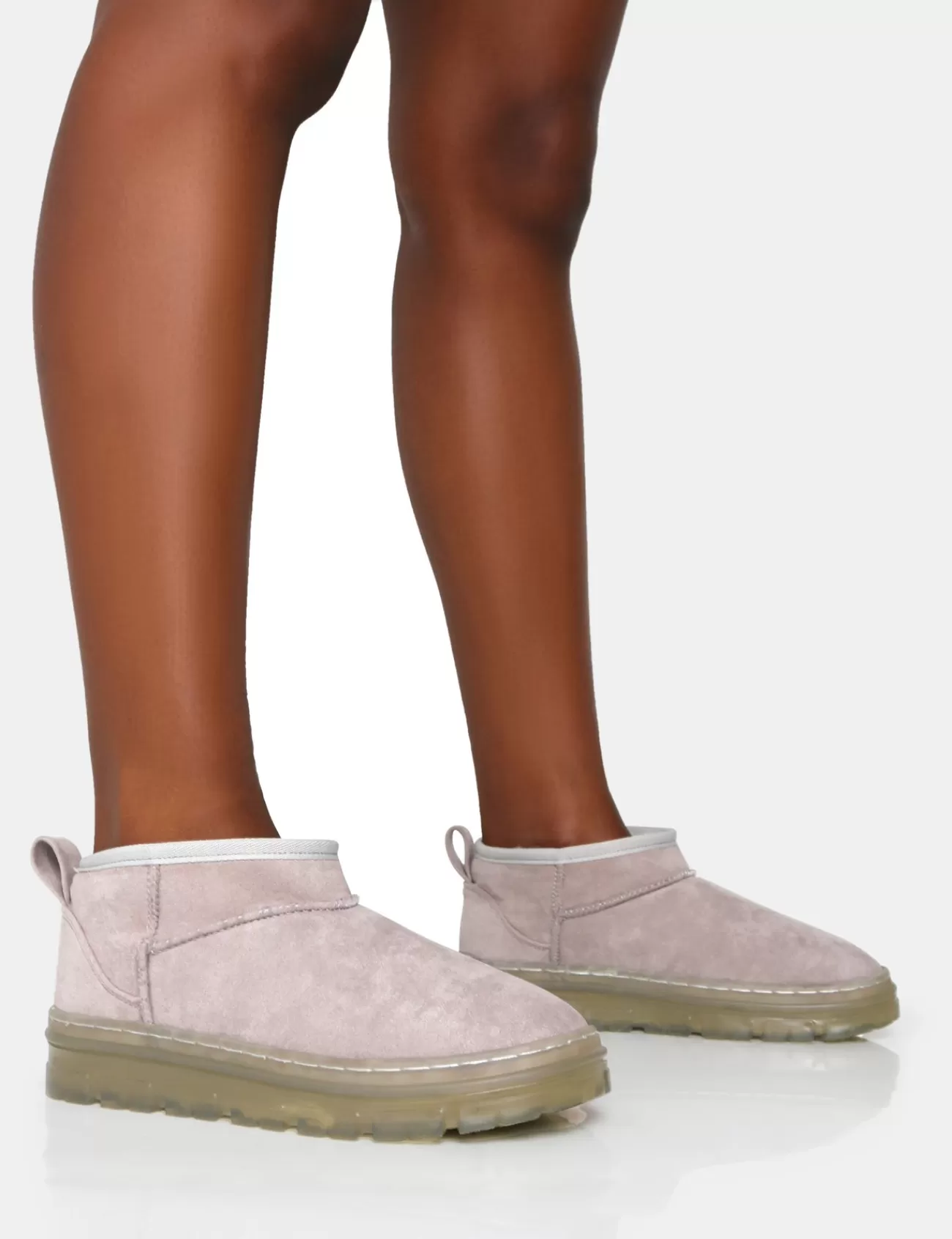 Public Desire Bambi Light Faux Suede Ultra Mini Ankle Boots Grey Store
