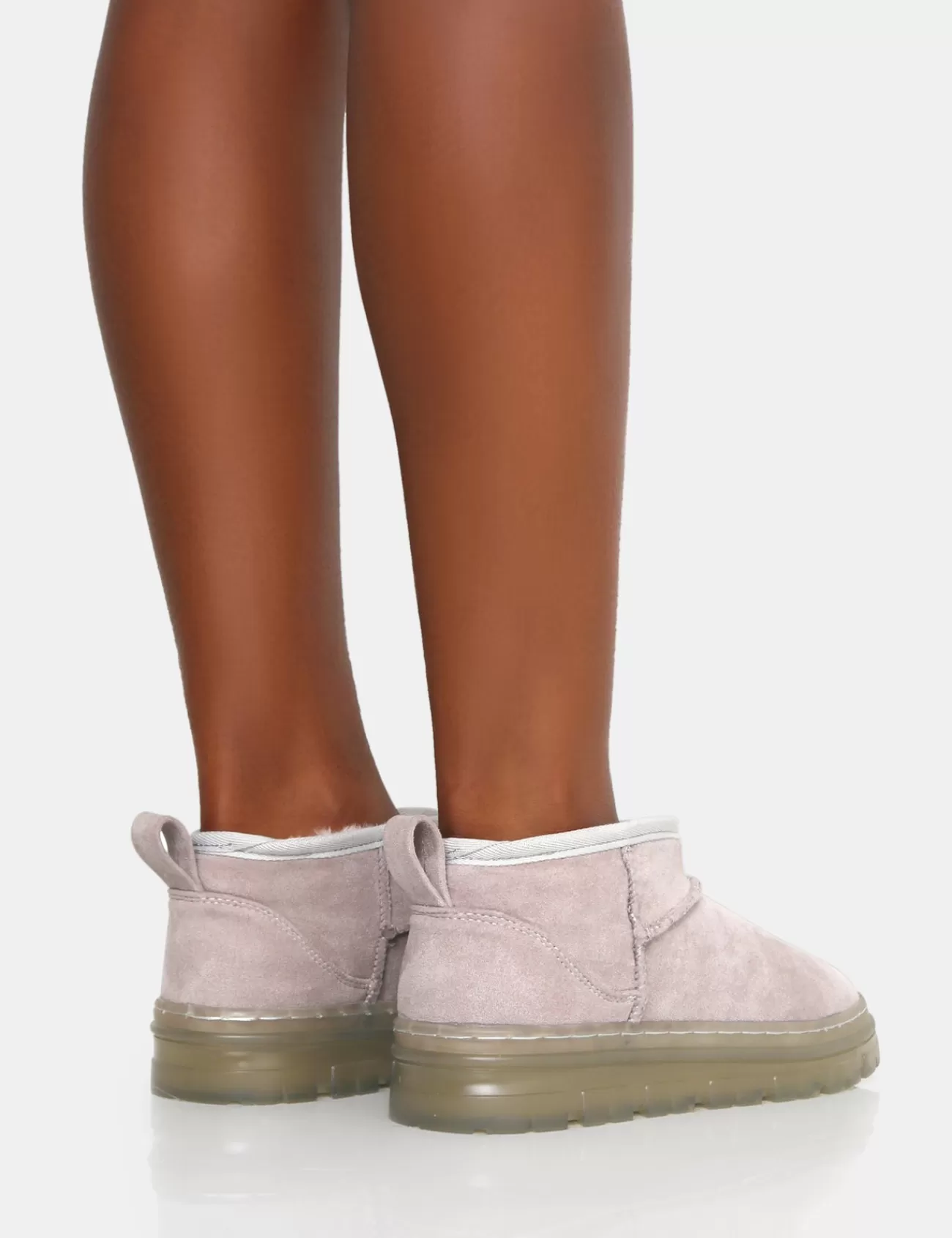 Public Desire Bambi Light Faux Suede Ultra Mini Ankle Boots Grey Store