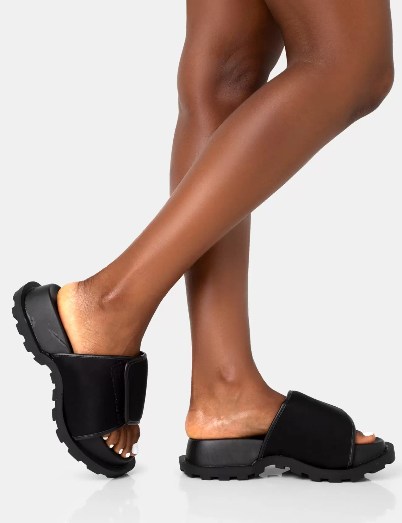 Public Desire Blaze Nylon Sporty Slider Sandals Black Outlet
