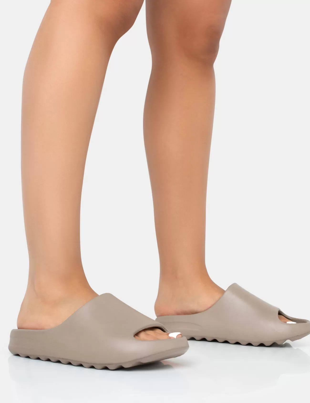 Public Desire Brady Rubber Flat Slider Sandals Elm Cheap