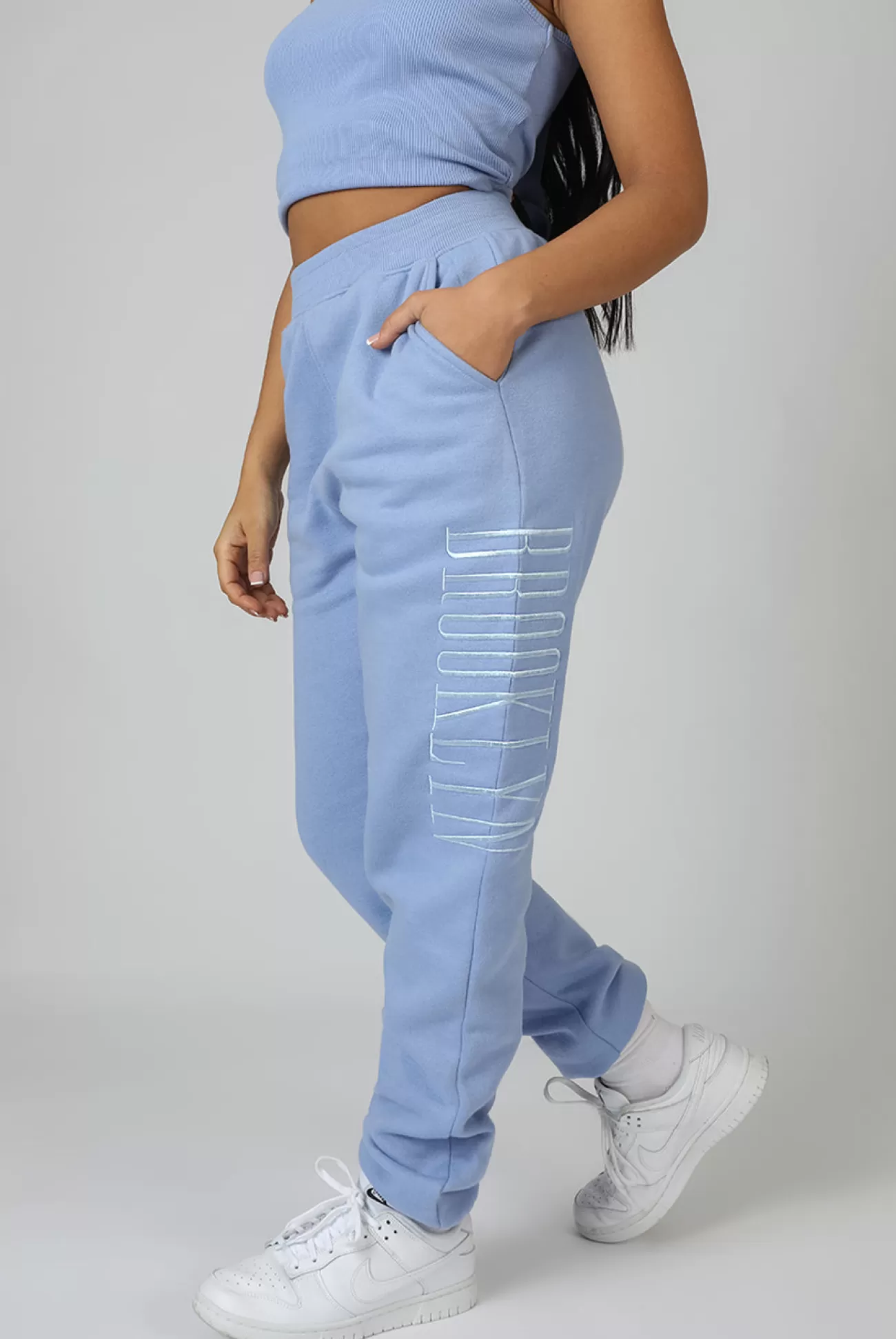 Public Desire Brooklyn Embroidered 90's Joggers Bluebell Shop