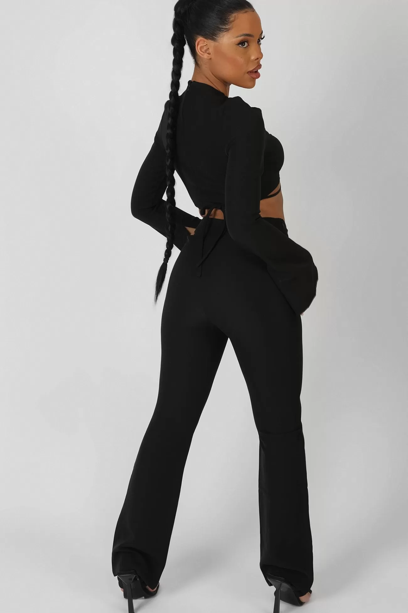 Public Desire Bullring Detail Flare Trousers Black Outlet