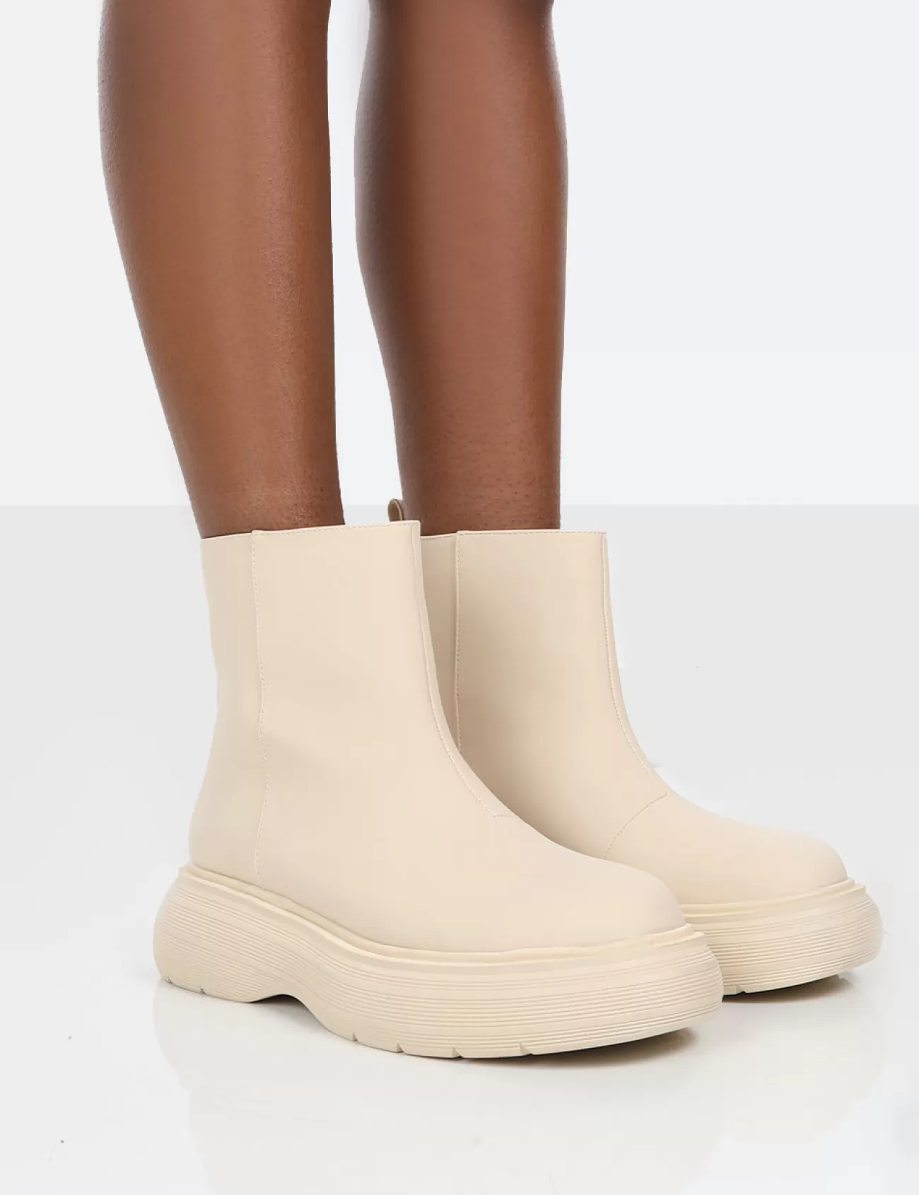 Public Desire Caia Platform Chunky Sole Ankle Boot Nude Cheap