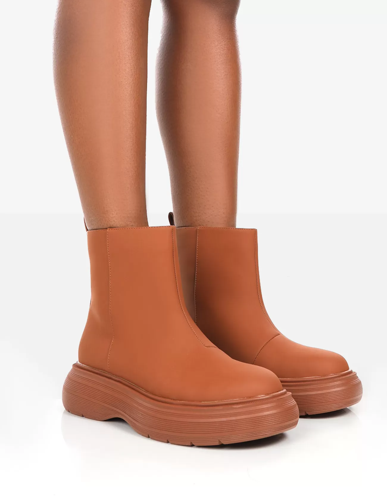 Public Desire Caia Platform Chunky Sole Ankle Boot Tan Cheap
