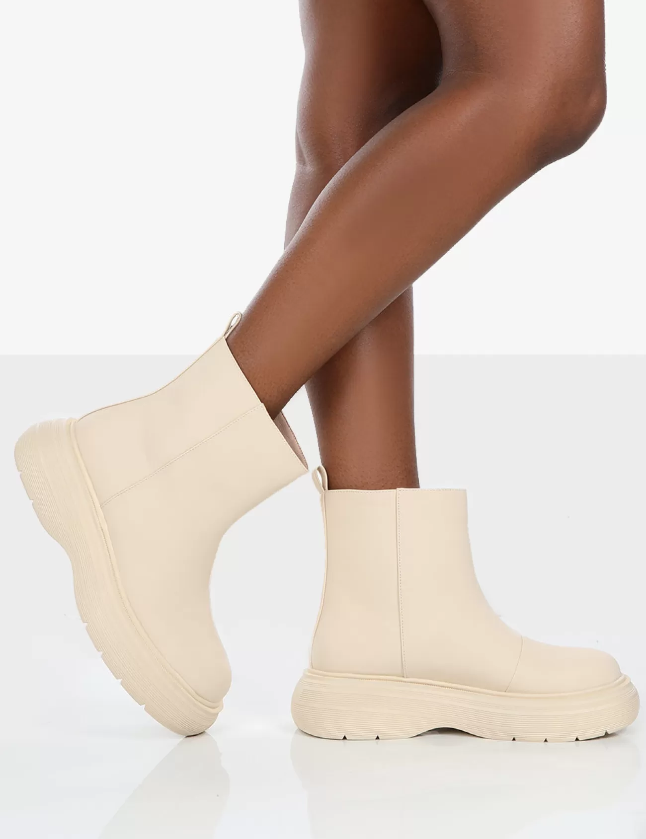 Public Desire Caia Platform Chunky Sole Ankle Boot Nude Cheap