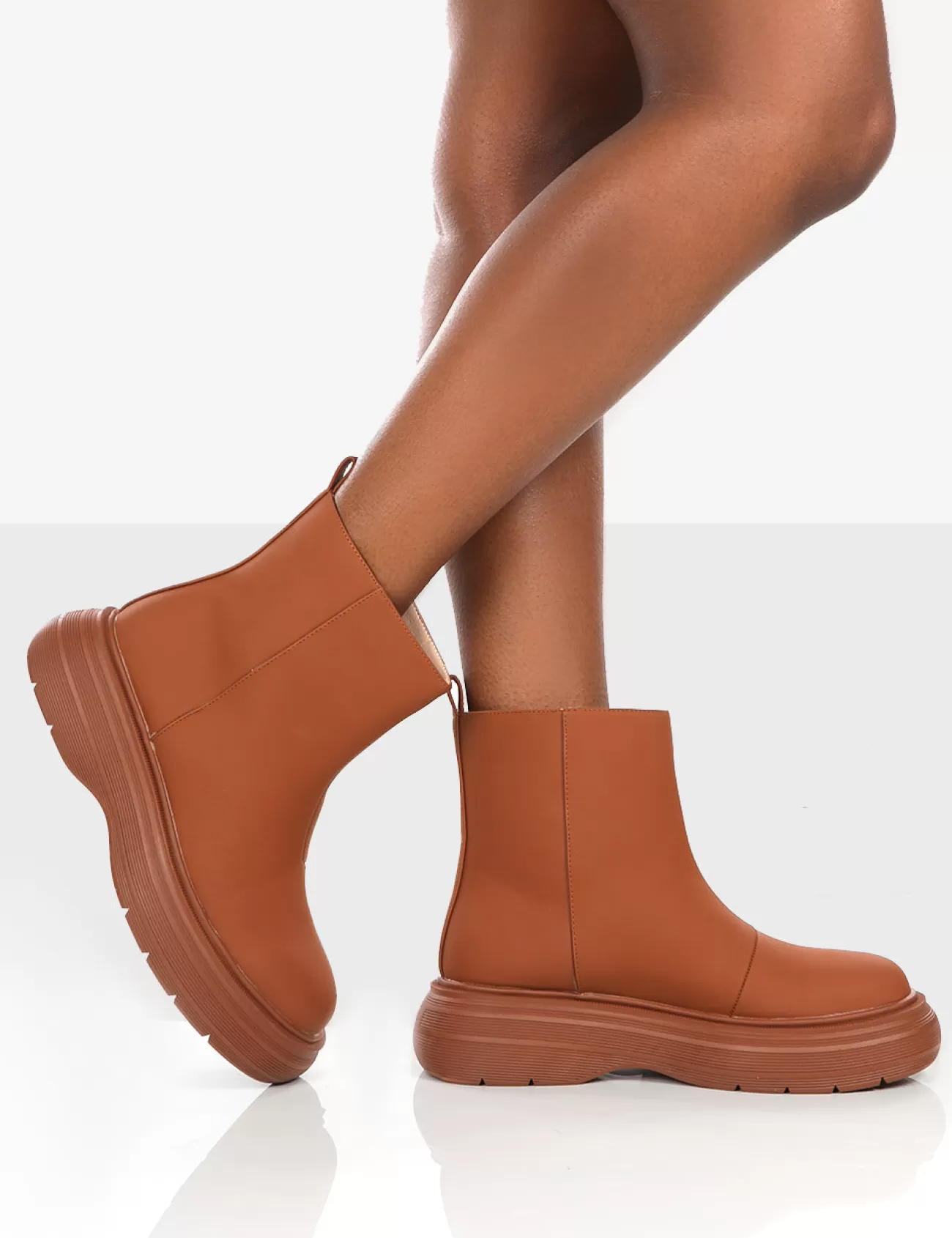 Public Desire Caia Platform Chunky Sole Ankle Boot Tan Cheap