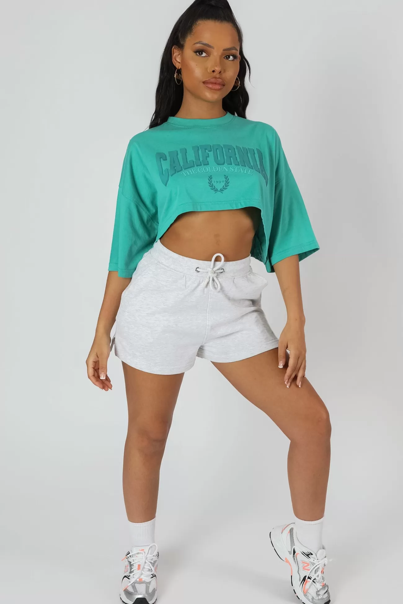 Public Desire California Super Crop T-Shirt Turquoise Cheap