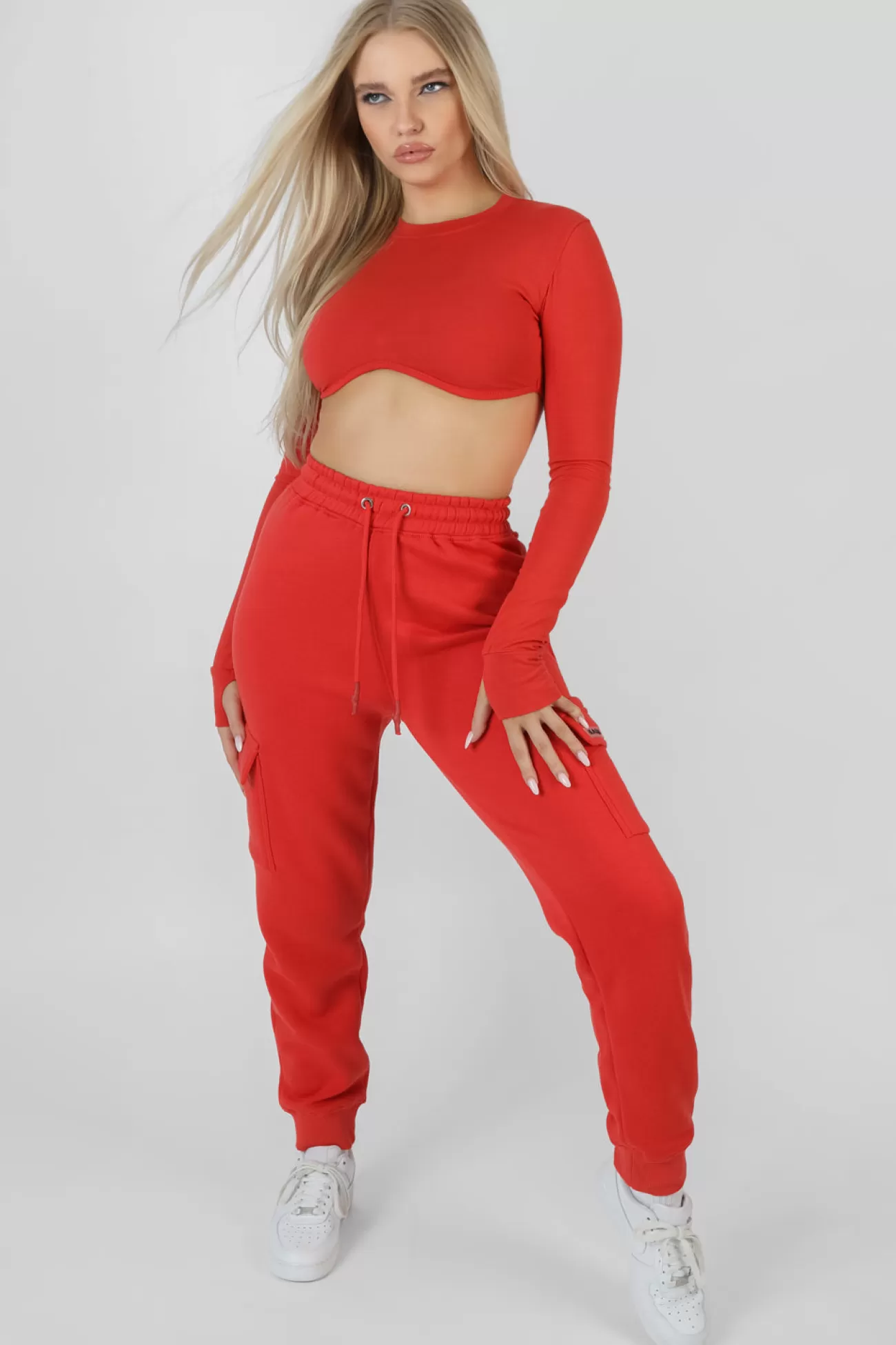 Public Desire Cargo Joggers Red Discount