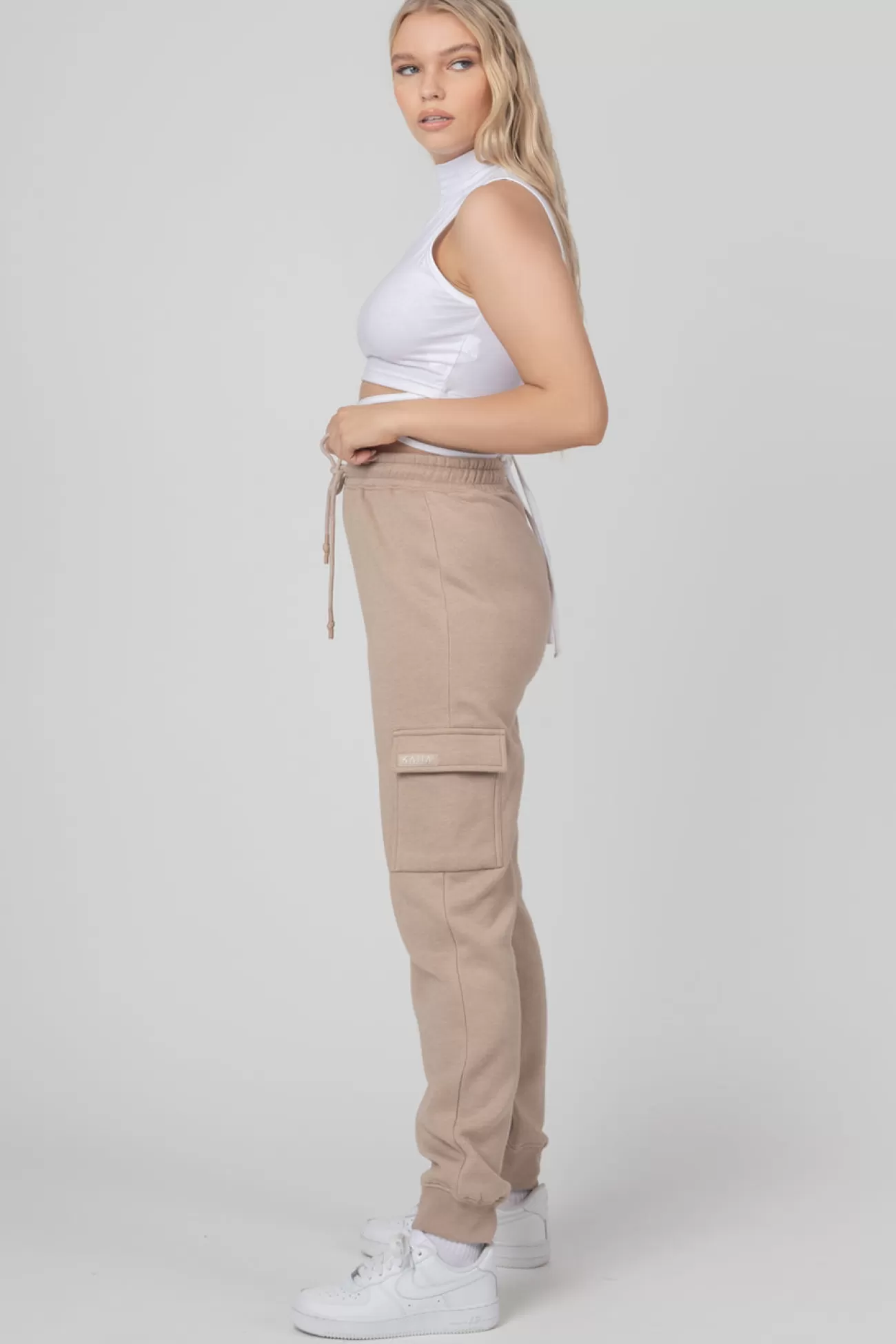 Public Desire Cargo Joggers Light Taupe Online