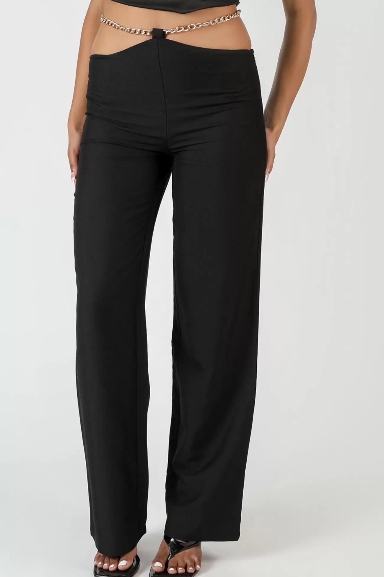 Public Desire Chain Detail Trouser Black Flash Sale