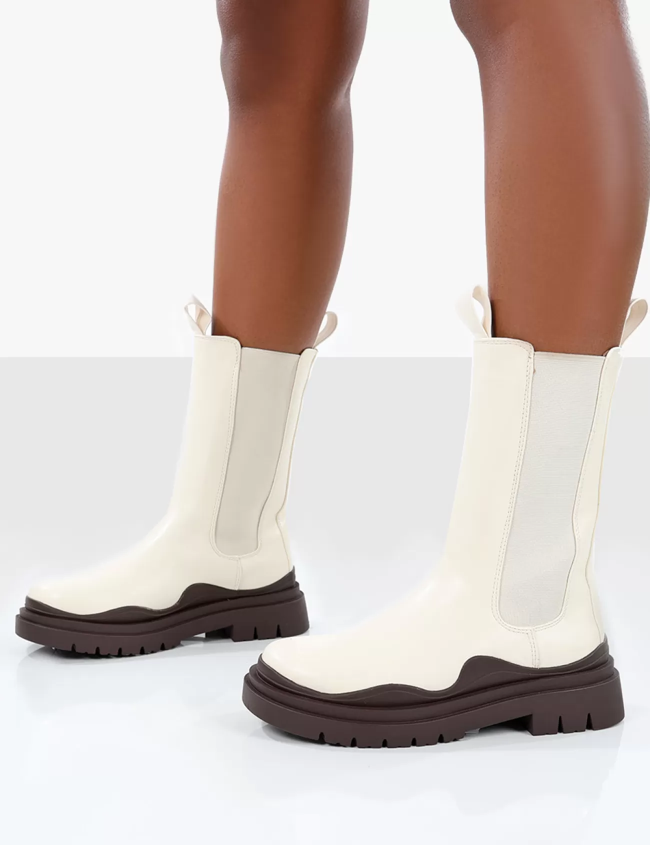 Public Desire Cherry Off Chunky Sole Chelsea Ankle Boots White Shop