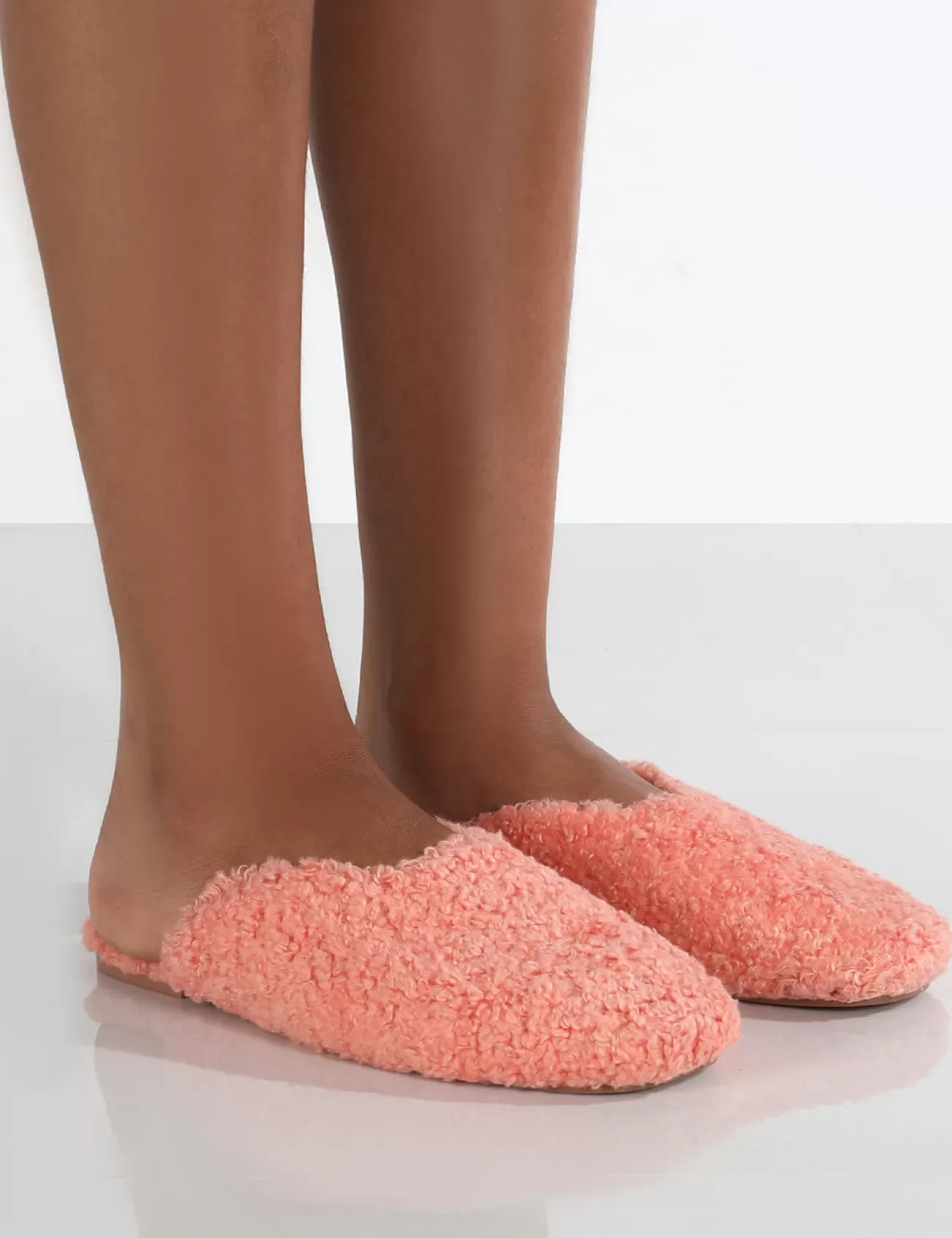 Public Desire Ciao Teddy Slip On Slippers Pink New