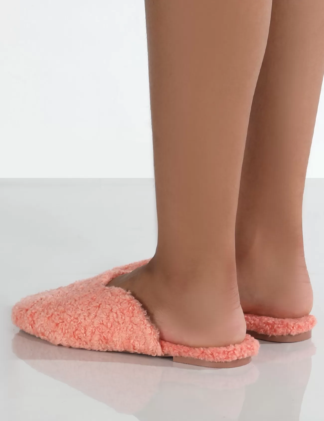 Public Desire Ciao Teddy Slip On Slippers Pink New