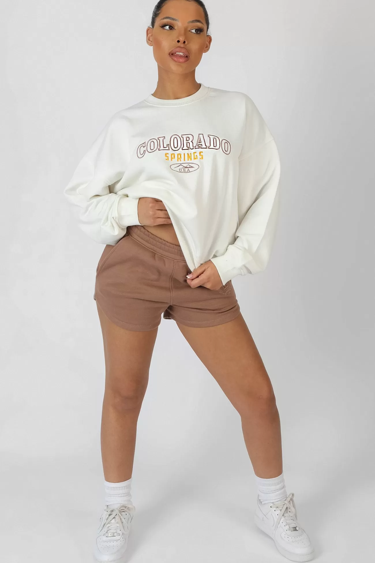 Public Desire Colorado Springs Oversized Sweatshirt Ecru Sale