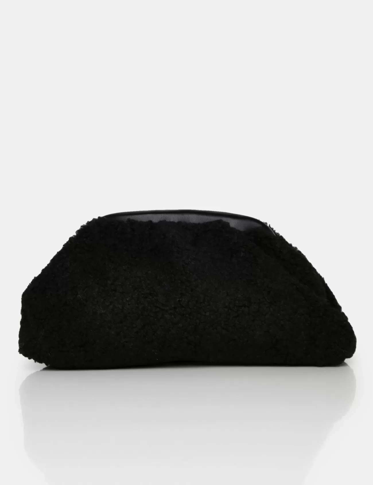 Public Desire Compatible Borg Clutch Bag Black Flash Sale