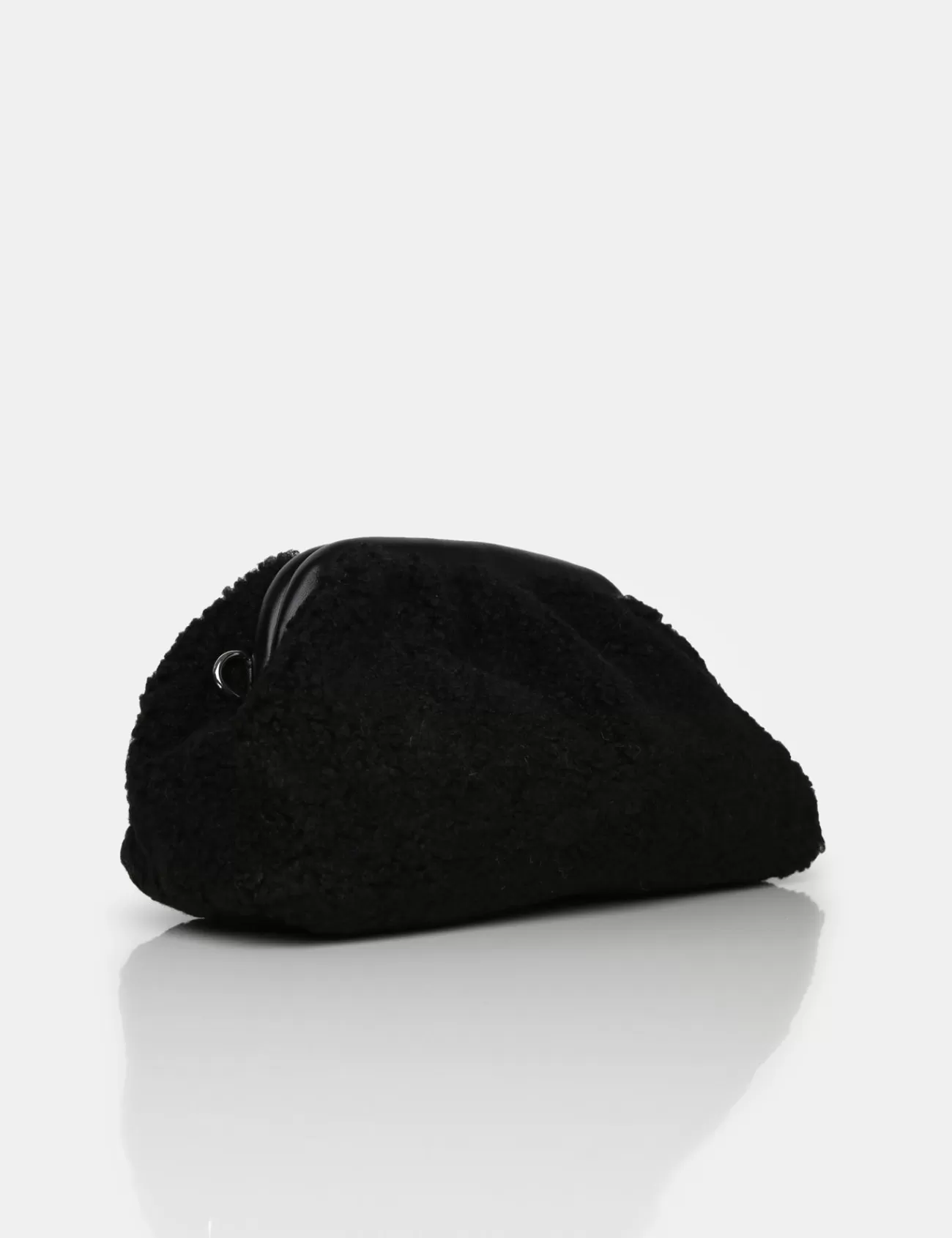 Public Desire Compatible Borg Clutch Bag Black Flash Sale