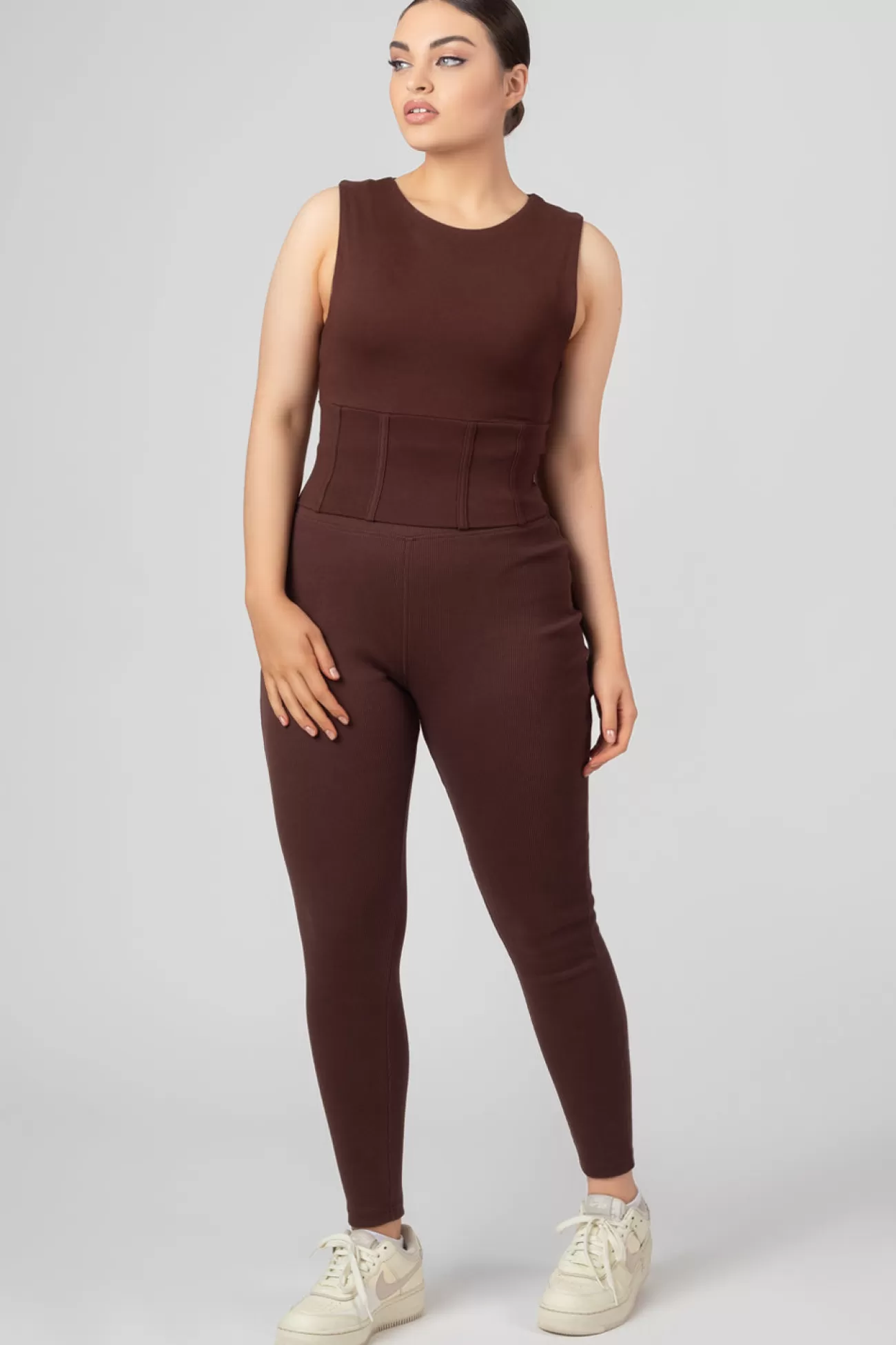 Public Desire Corset Detail Top Chocolate Brown New