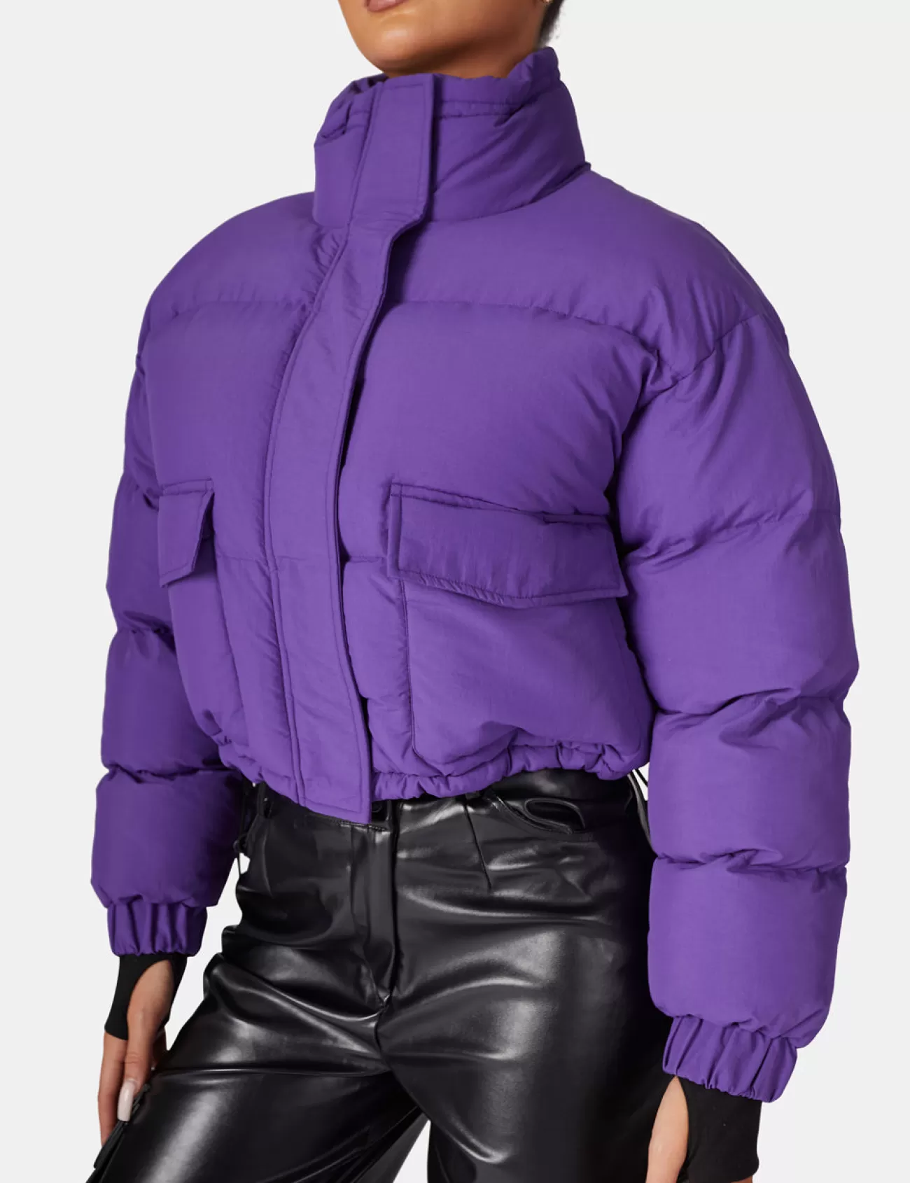 Public Desire Cropped Pocket Detail Puffer Purple Store