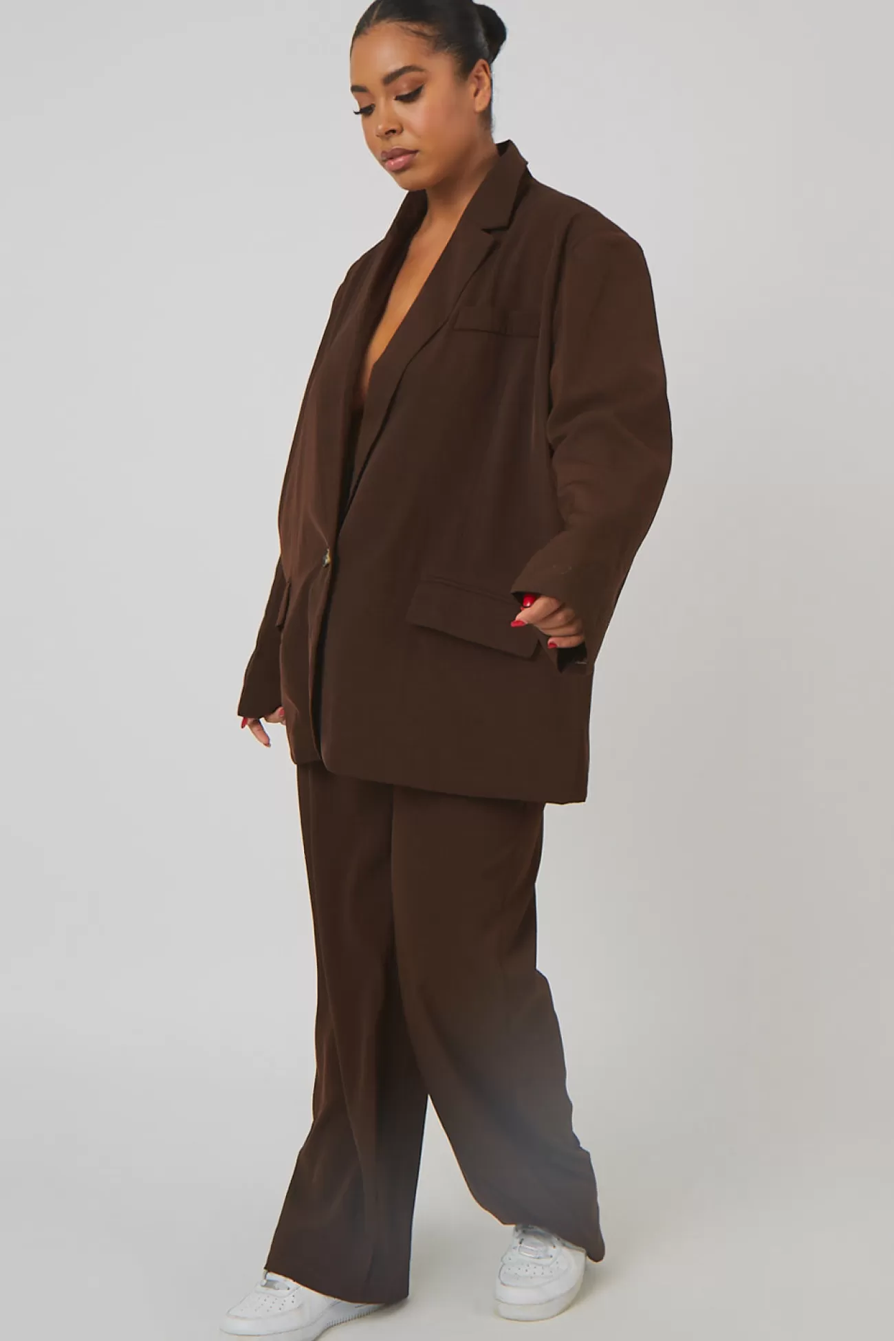 Public Desire Curve Dad Blazer Chocolate Sale