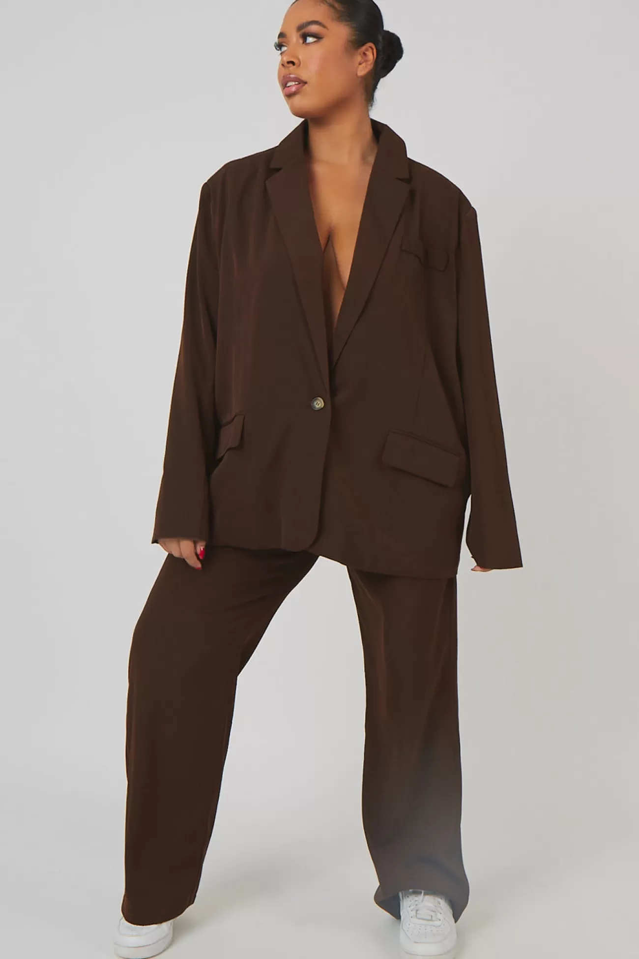 Public Desire Curve Dad Trousers Chocolate Hot