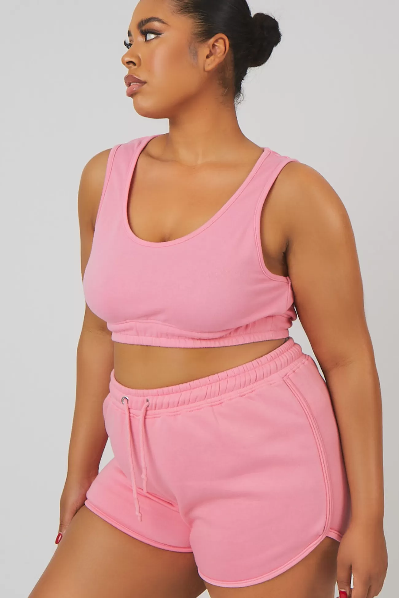 Public Desire Curve Elasticated Waist Sweat Scoop Neck Crop Top Pink Flash Sale