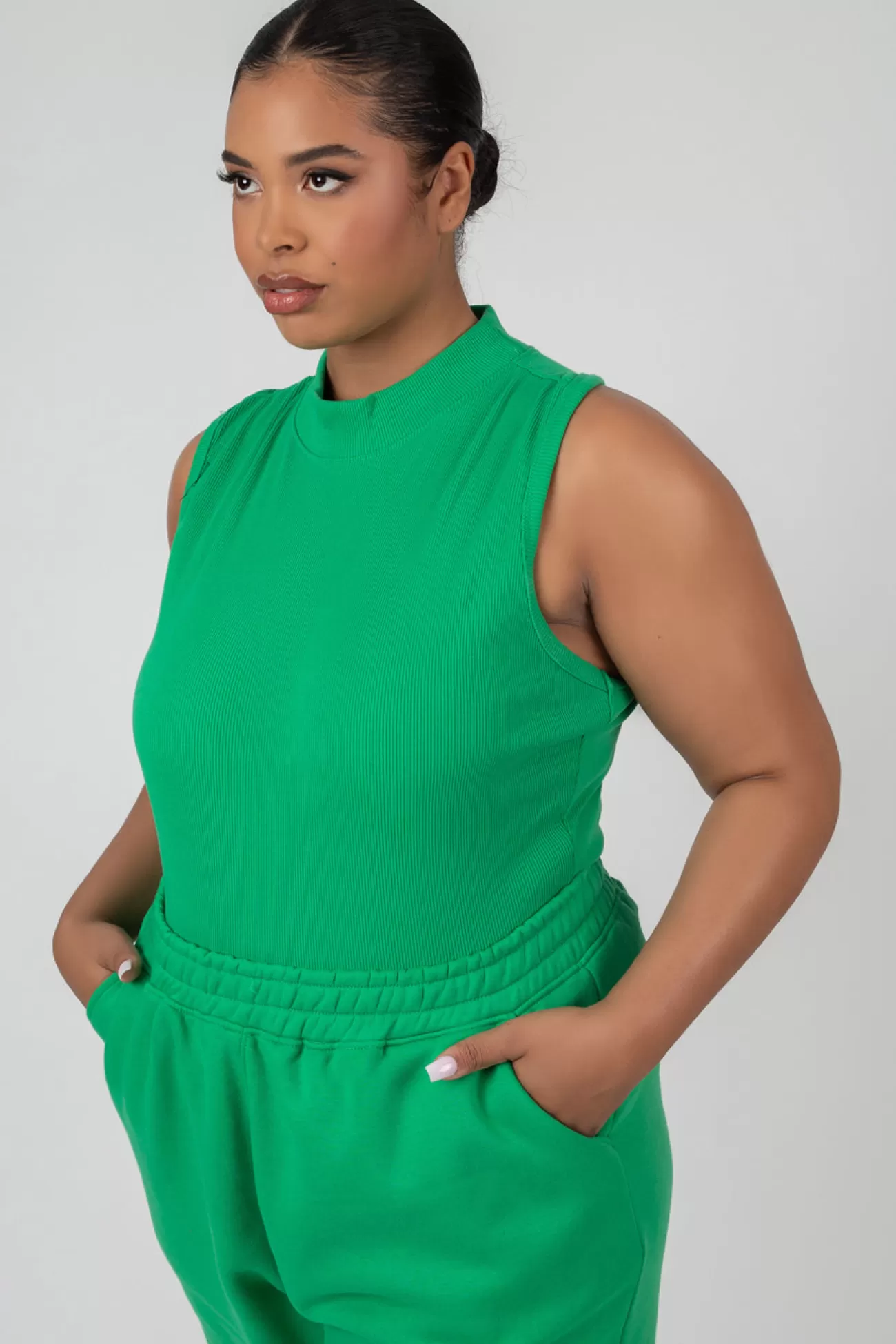 Public Desire Curve High Neck Racer Back Bodysuit Green Store
