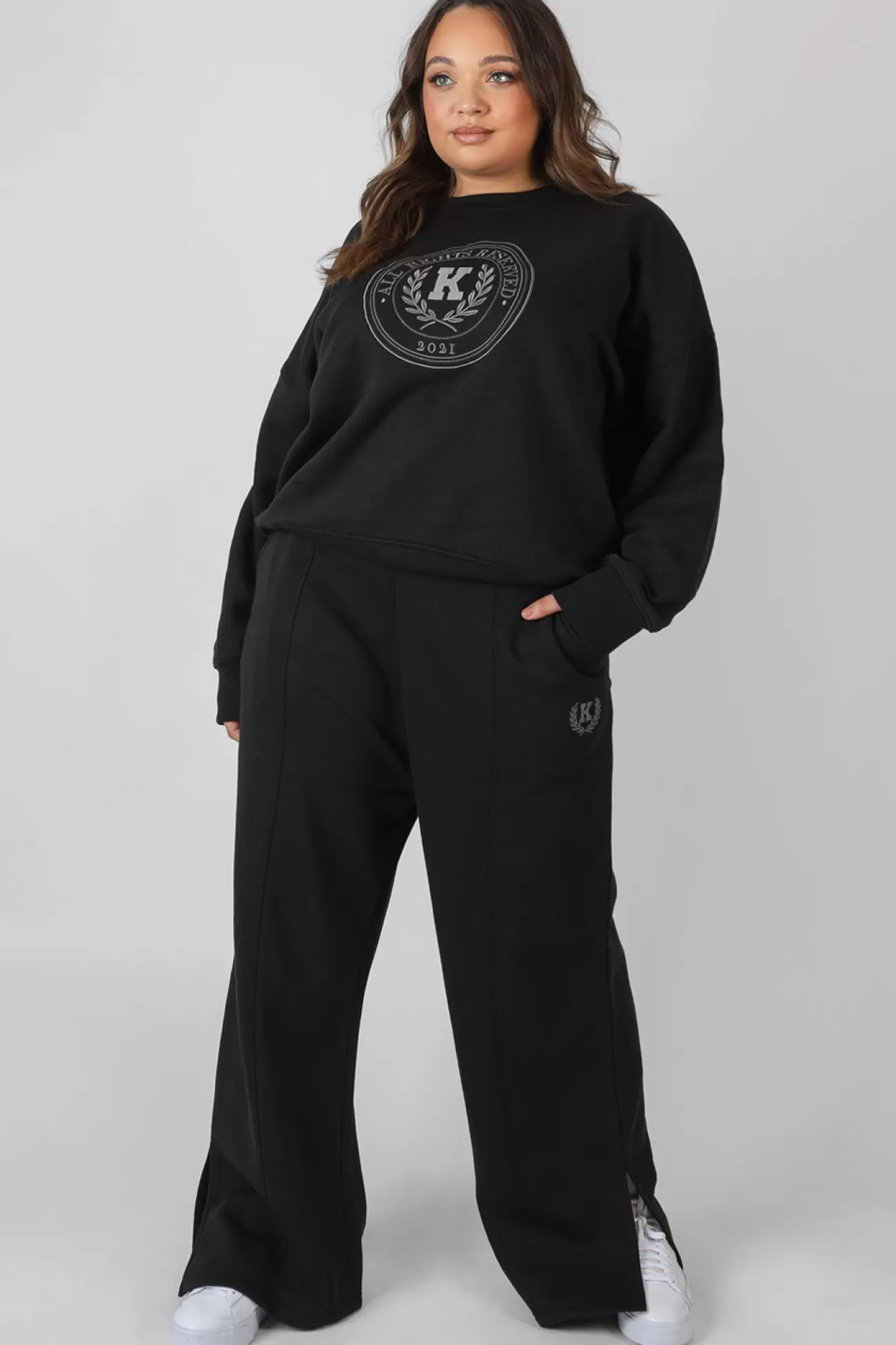 Public Desire Curve Kaiia Tonal Embroidered Joggers Black Best Sale