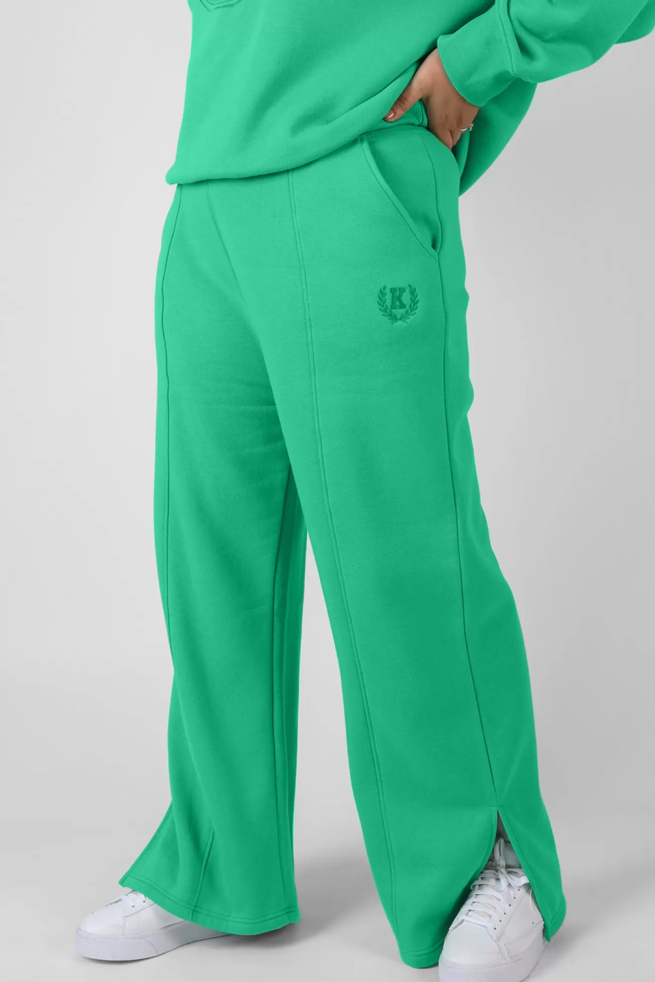 Public Desire Curve Kaiia Tonal Embroidered Joggers Green Shop