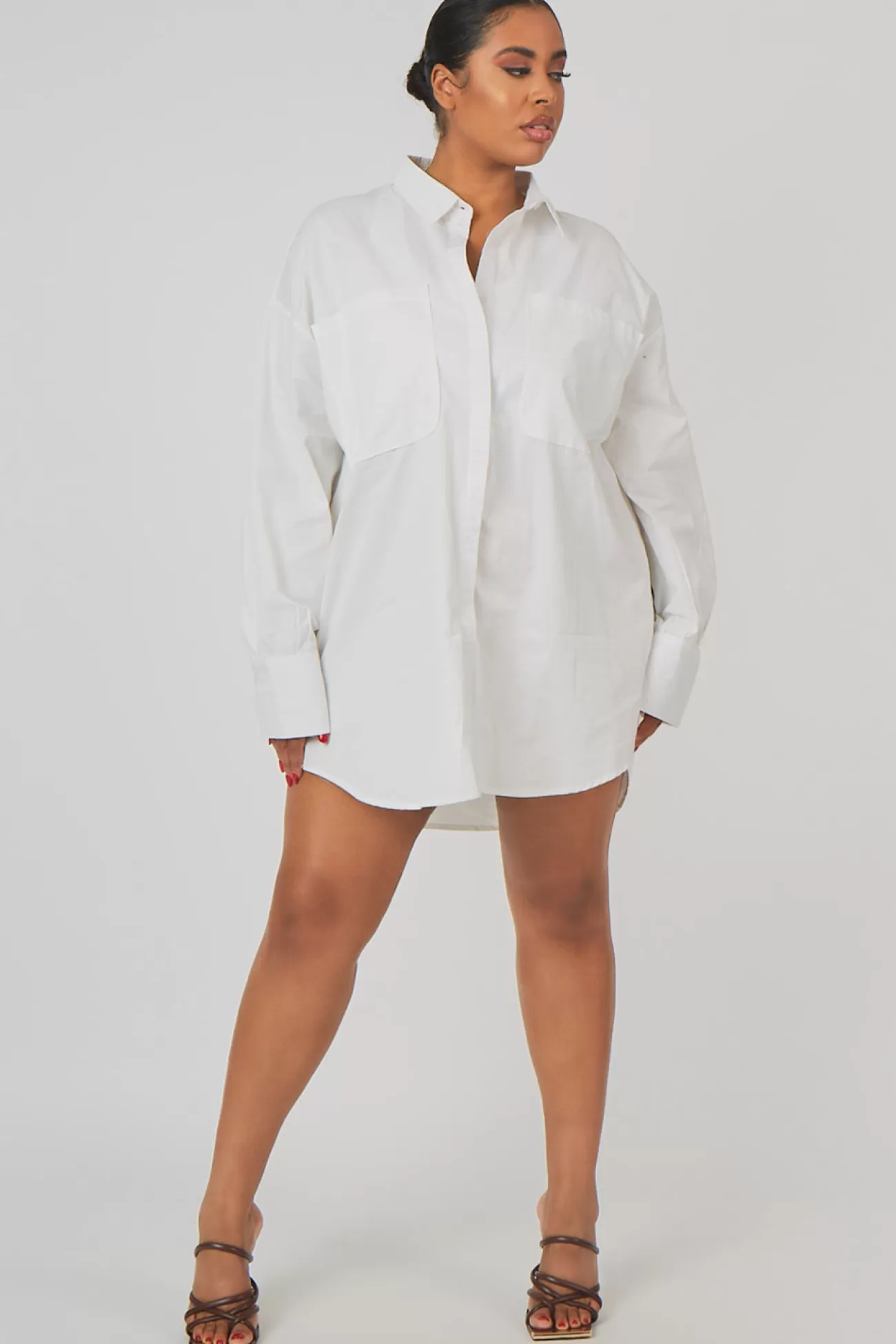 Public Desire Curve Oversized Poplin Shirt Dress White Store