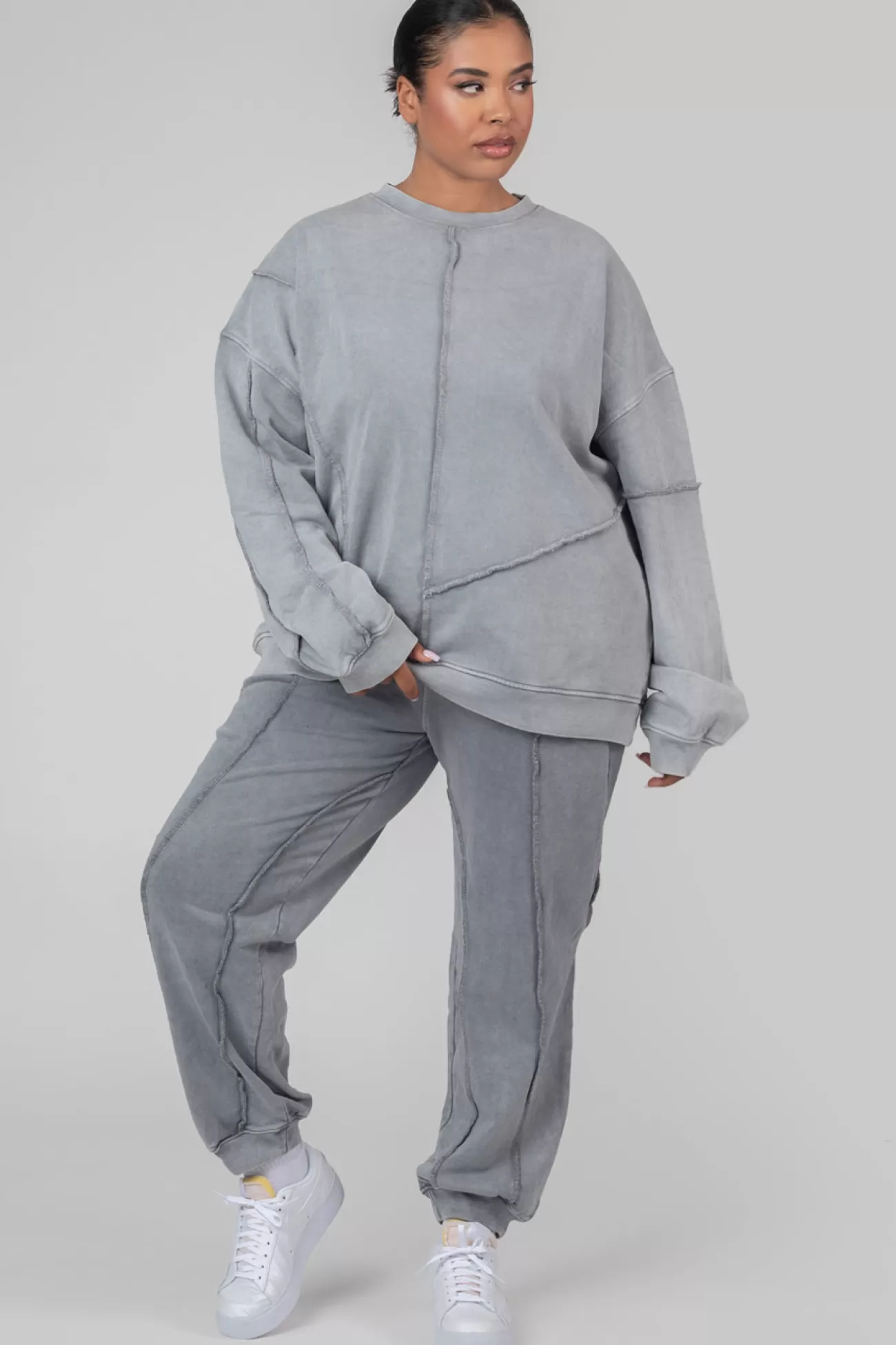 Public Desire Curve Oversized Raw Edge Joggers Acid Wash Shop