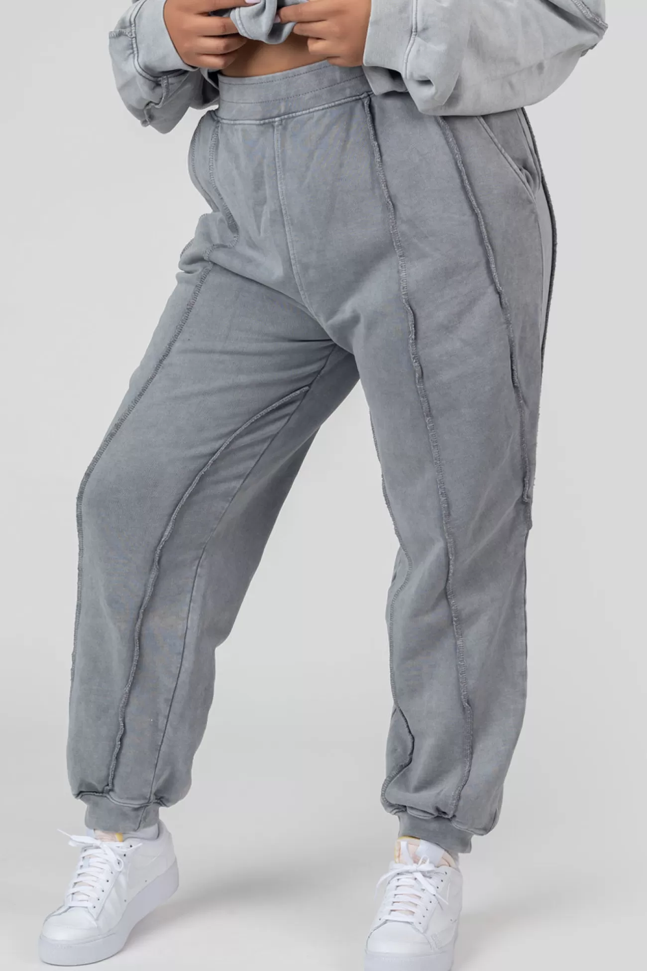 Public Desire Curve Oversized Raw Edge Joggers Acid Wash Shop