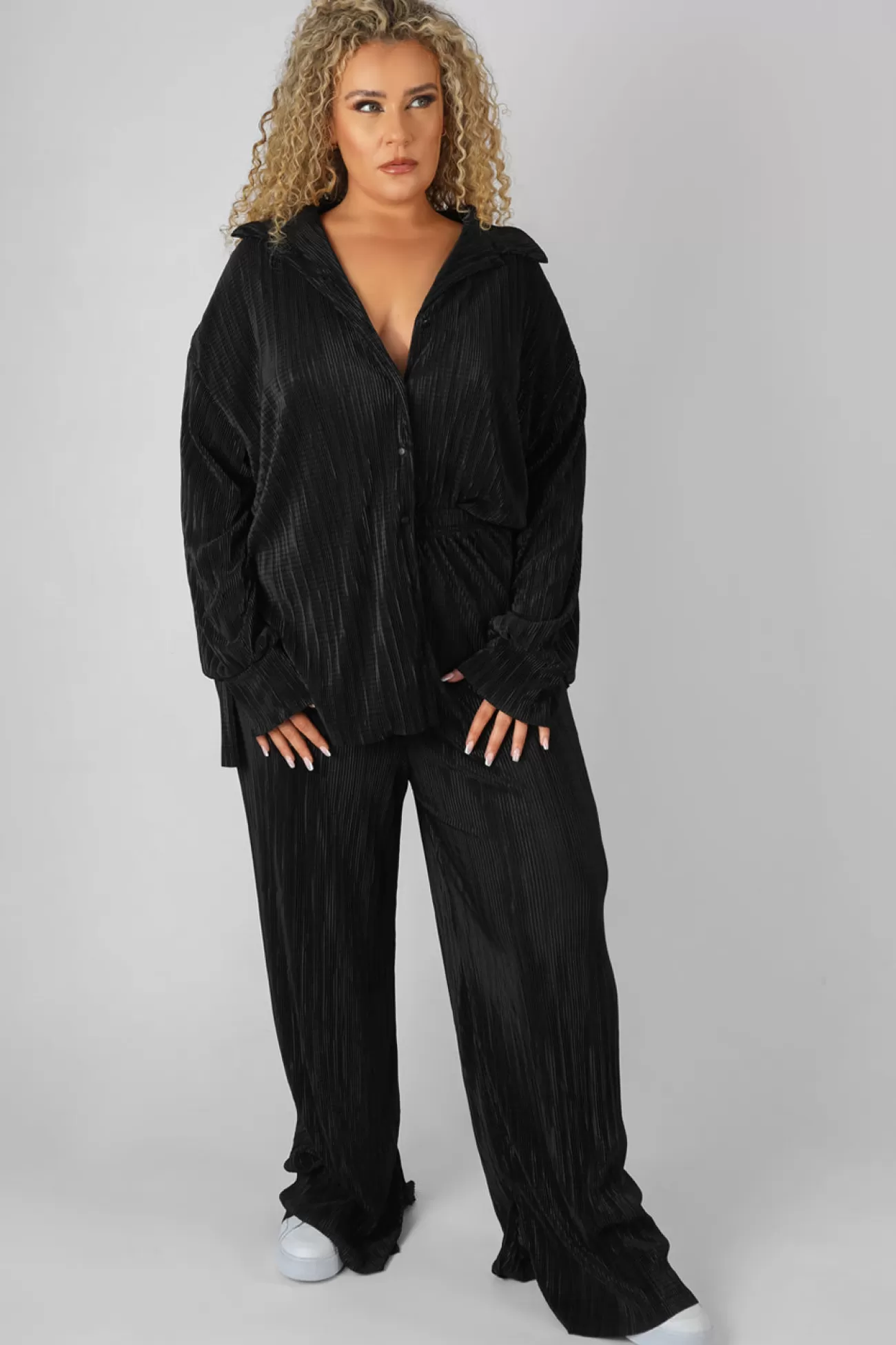 Public Desire Curve Plisse Trouser Black Fashion