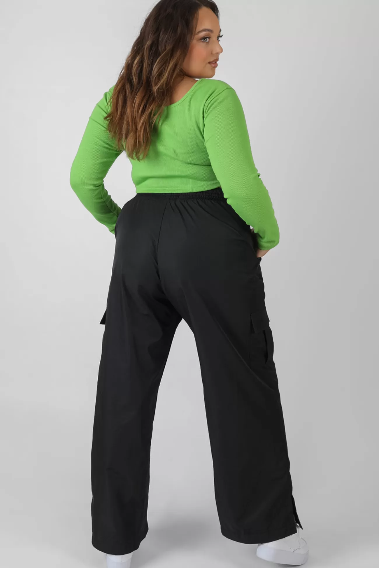 Public Desire Curve Split Hem Cargo Trousers Black New