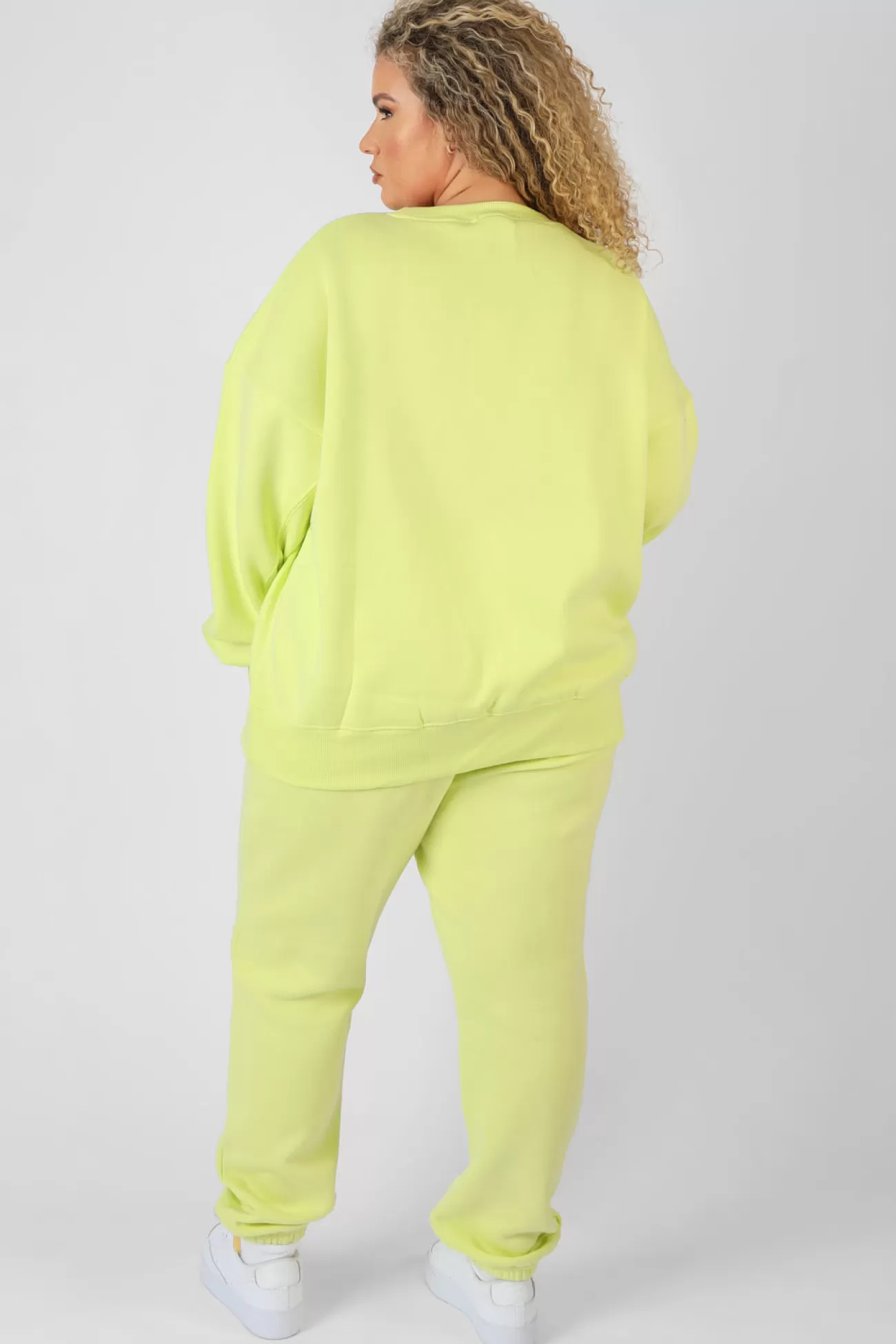 Public Desire Curve Text Detail Oversized Sweat Lime Cheap