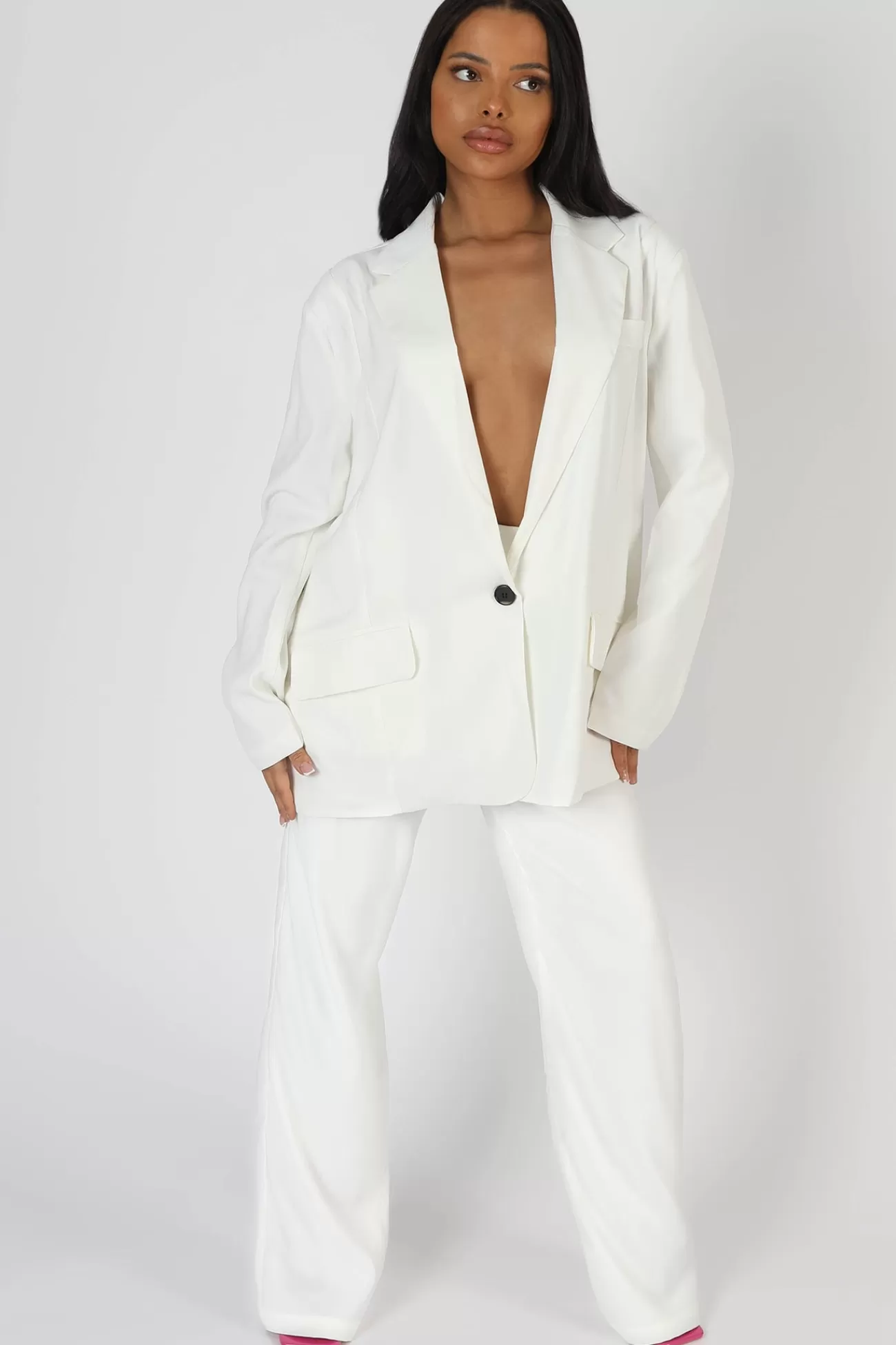 Public Desire Dad Trouser White Clearance