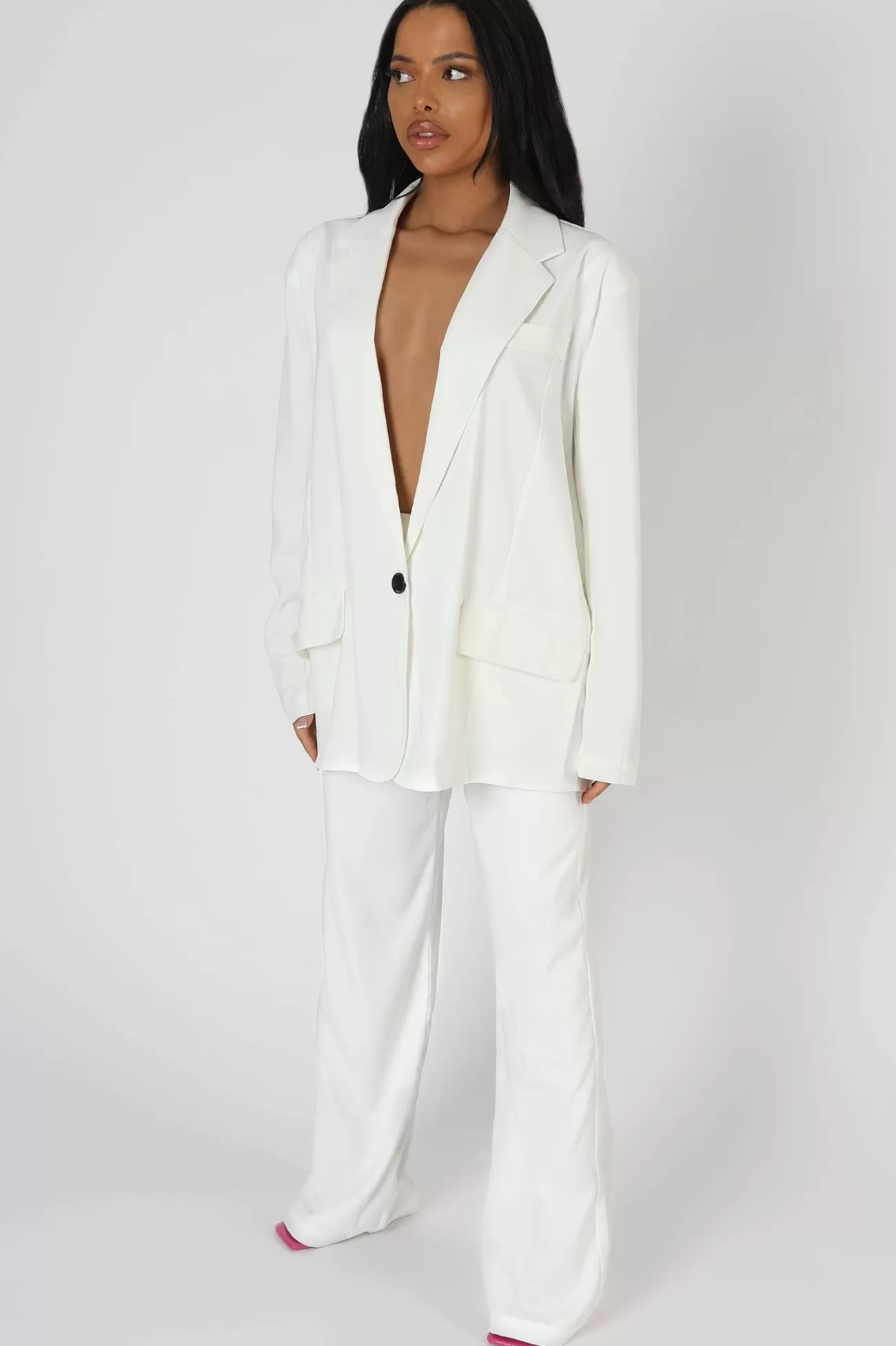 Public Desire Dad Trouser White Clearance