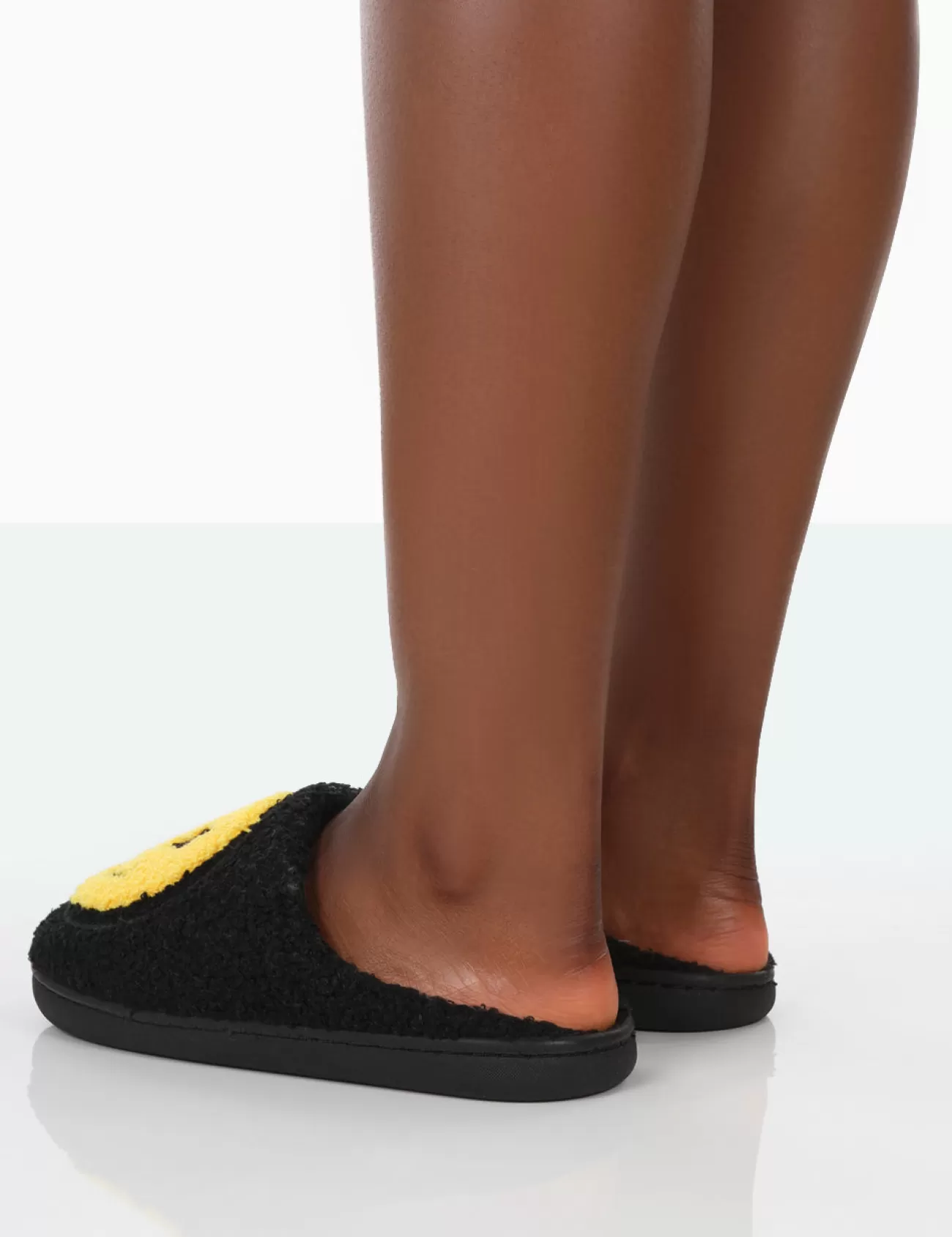 Public Desire Daze Printed Smiley Face Slippers Black Sale