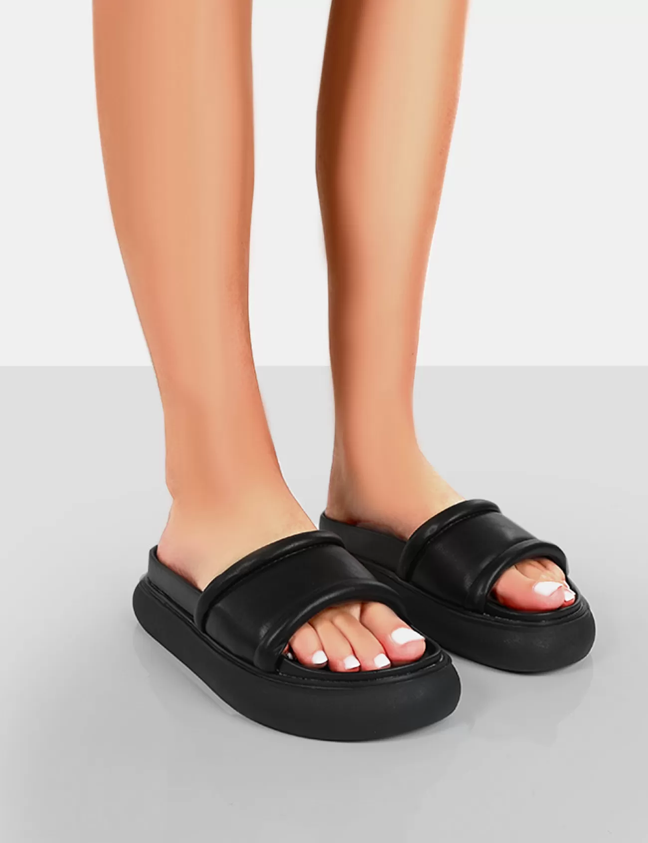 Public Desire Demi Pu Slider Sandals Black Outlet