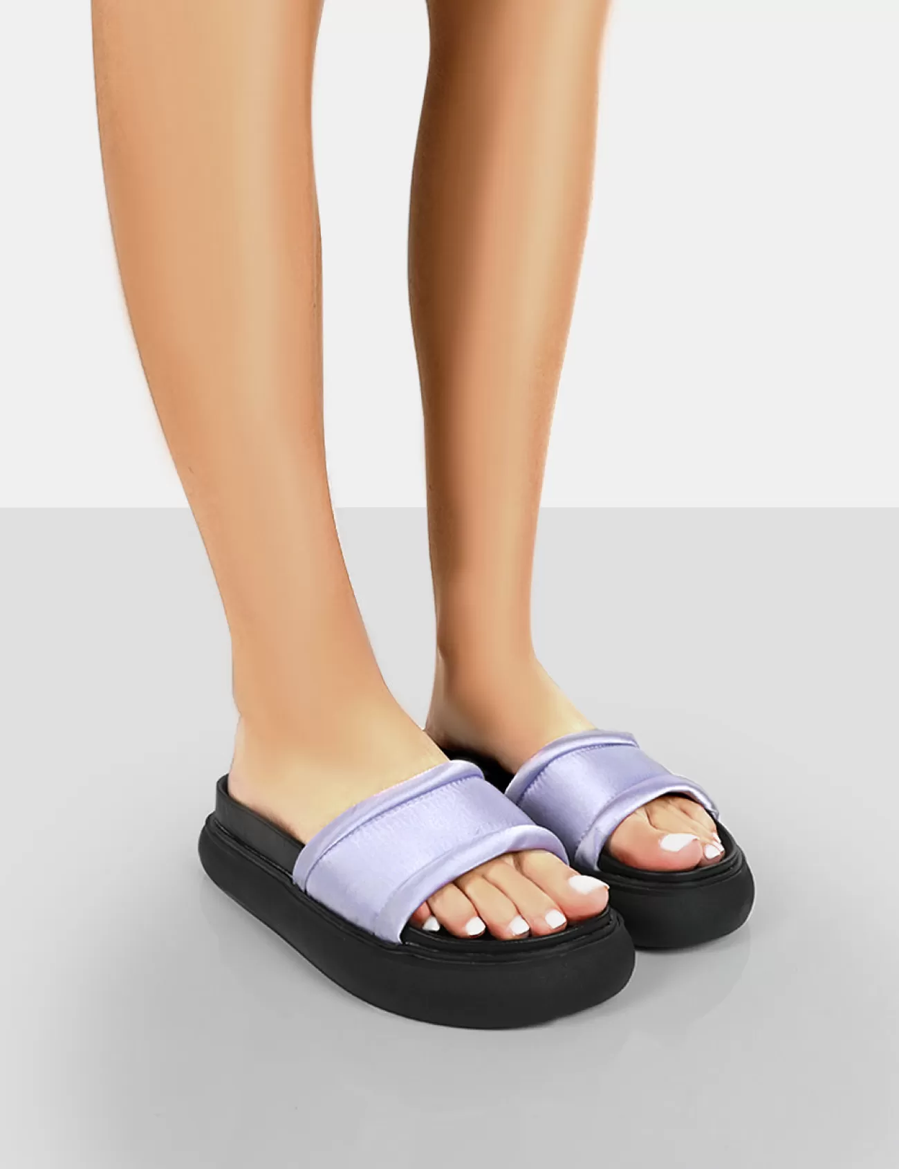 Public Desire Demi Satin Slider Sandals Lilac Cheap